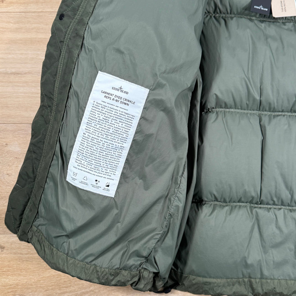 Stone Island Crinkle Reps R-NY Down Parka in Musk Green -Usfansport