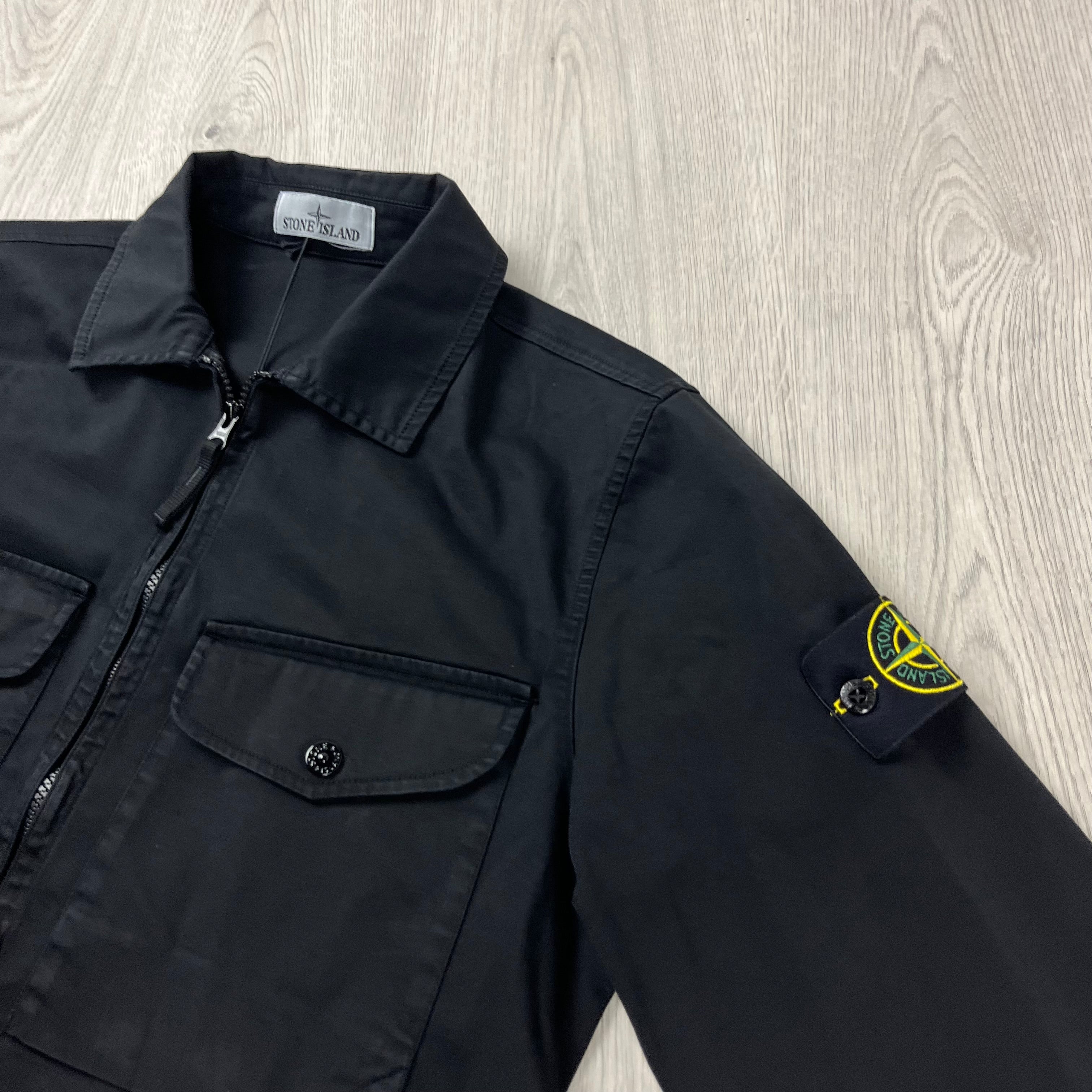 Stone Island Zip Overshirt - Black -Usfansport