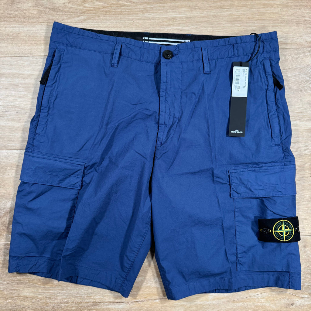 Stone Island Stretch Tela Cargo Bermuda Shorts in Blue Marine -Usfansport