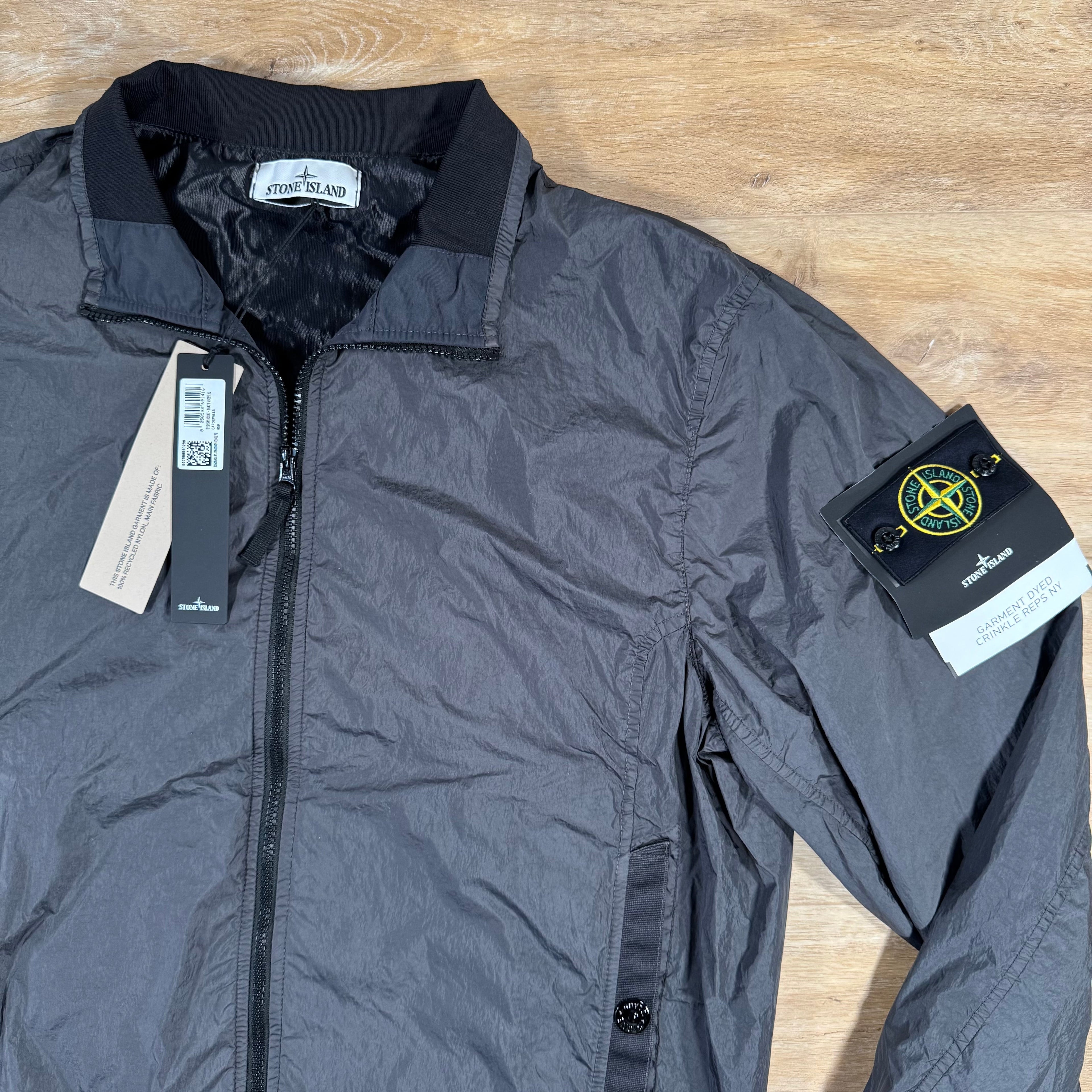 Stone Island Crinkle Reps R-NY Bomber Jacket in Charcoal Grey -Usfansport
