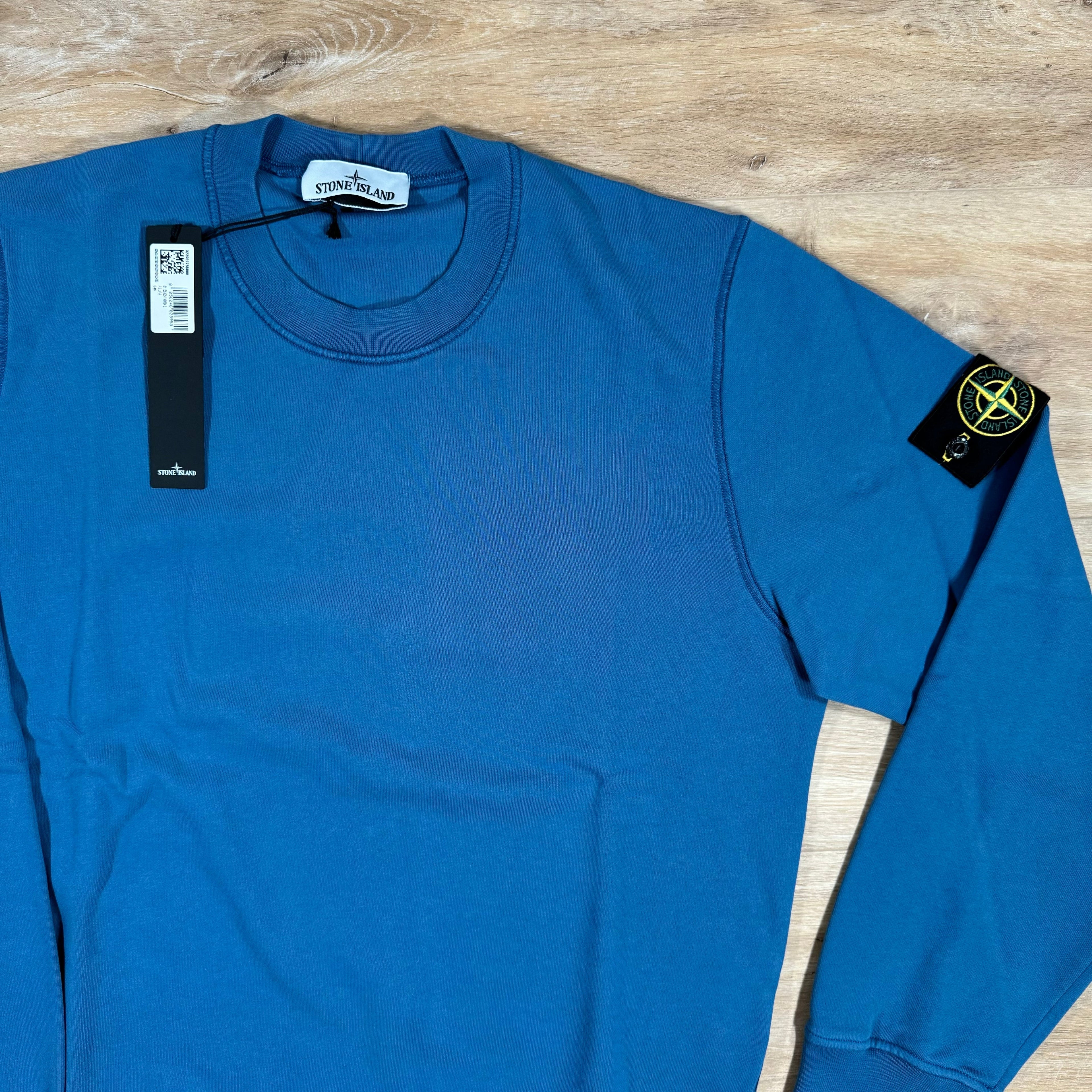Stone Island Garment Dyed Crewneck Sweatshirt in Avio Blue -Usfansport