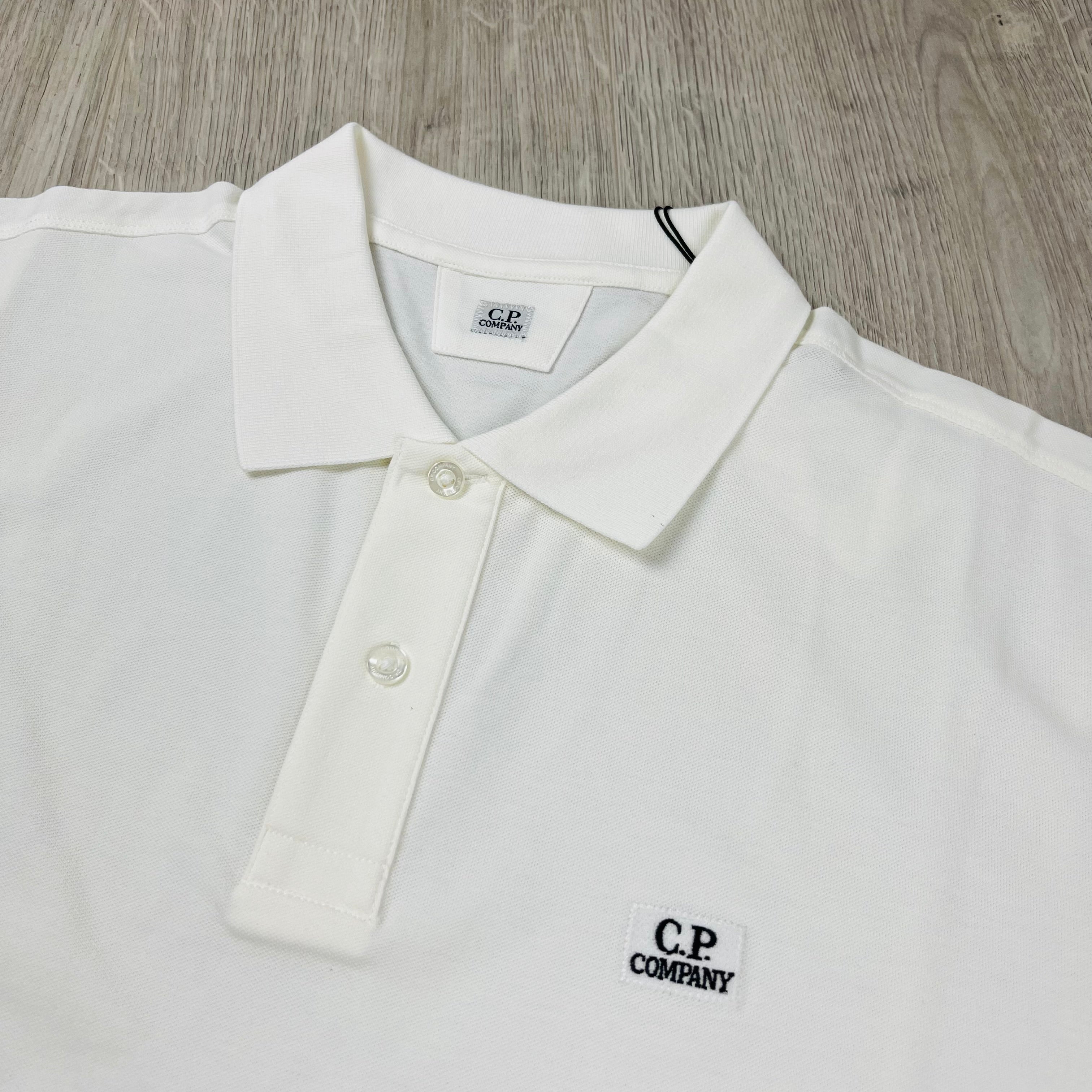 CP Company Piquet Polo Shirt - White -Usfansport
