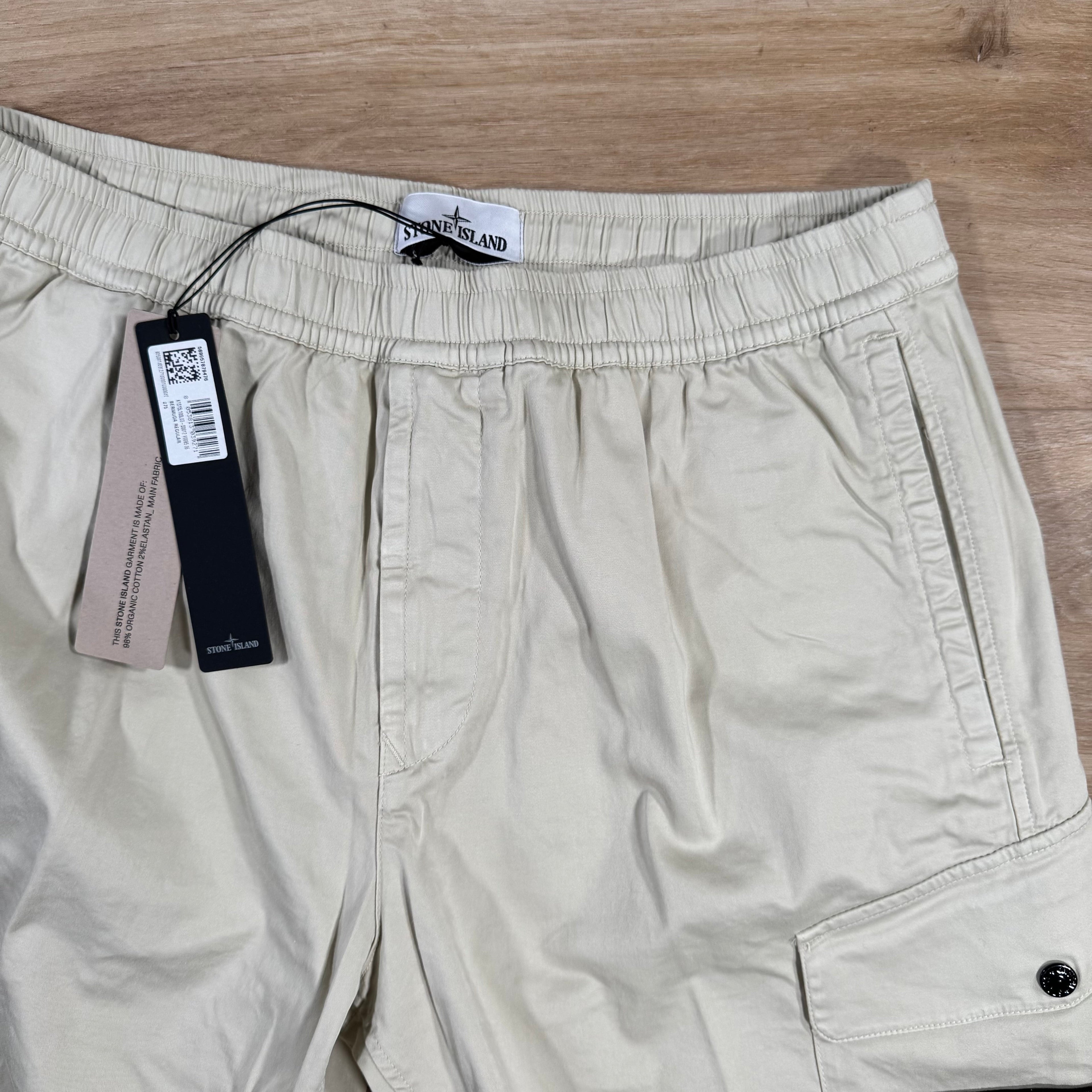 Stone Island Organic Stretch Cotton Cargo Bermuda Shorts in Sand -Usfansport