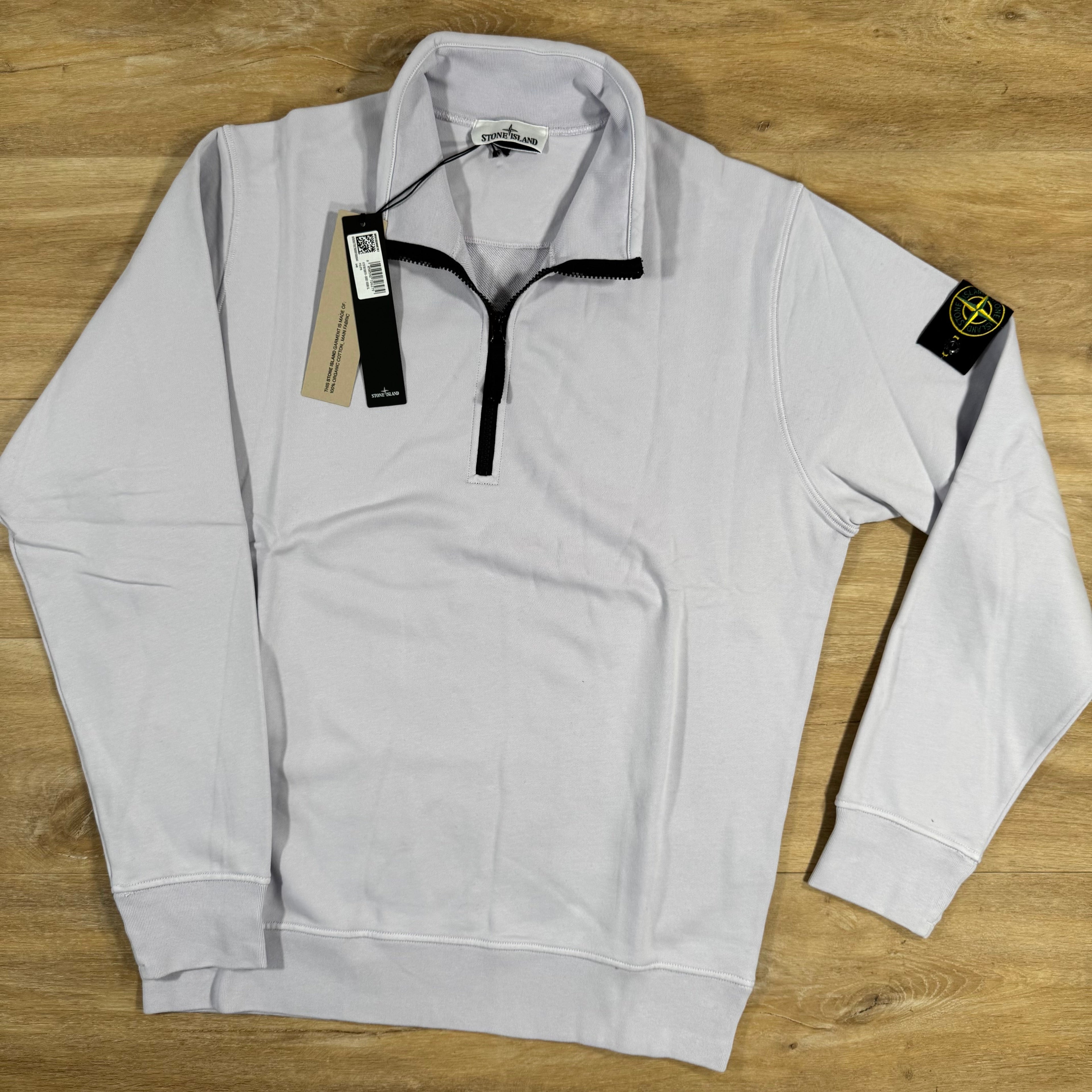 Stone Island Organic Cotton Half-Zip Sweatshirt in Lilac -Usfansport
