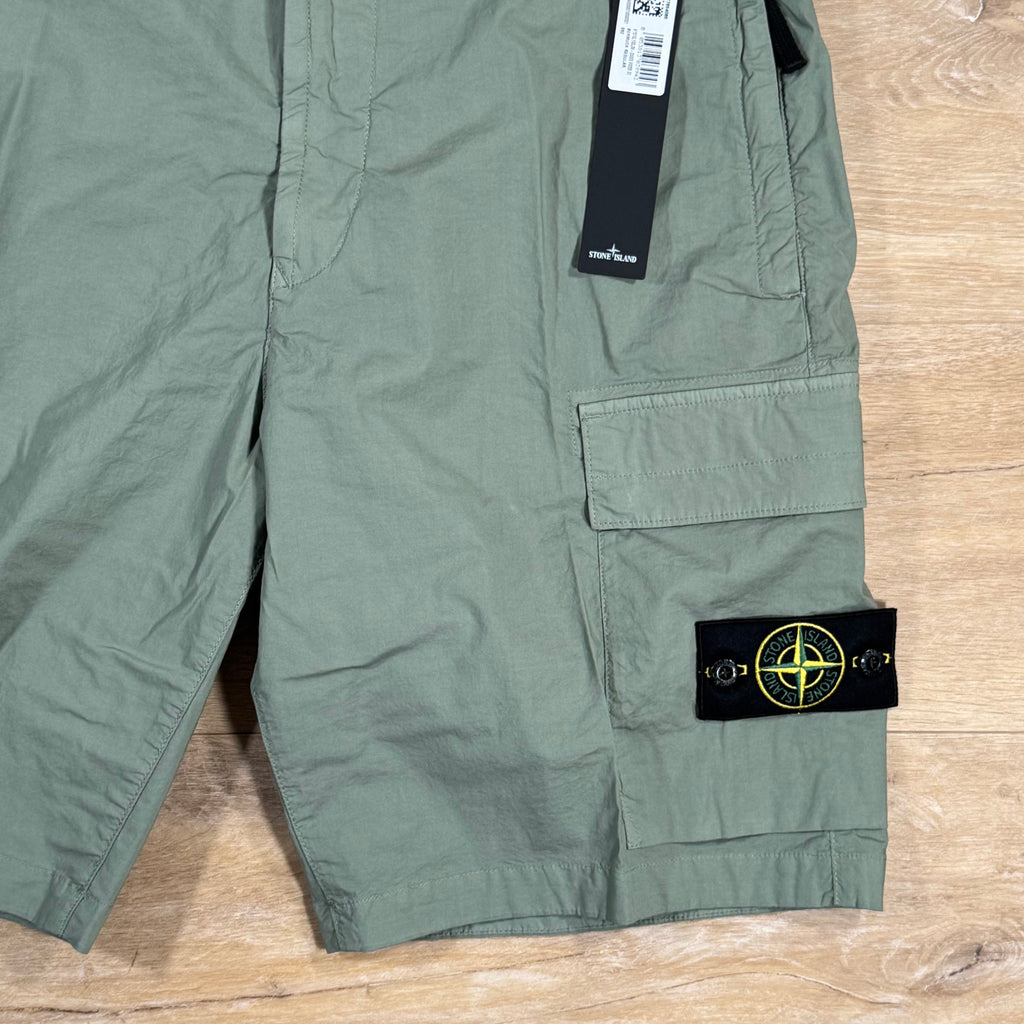 Stone Island Stretch Tela Cargo Bermuda Shorts in Sage Green -Usfansport