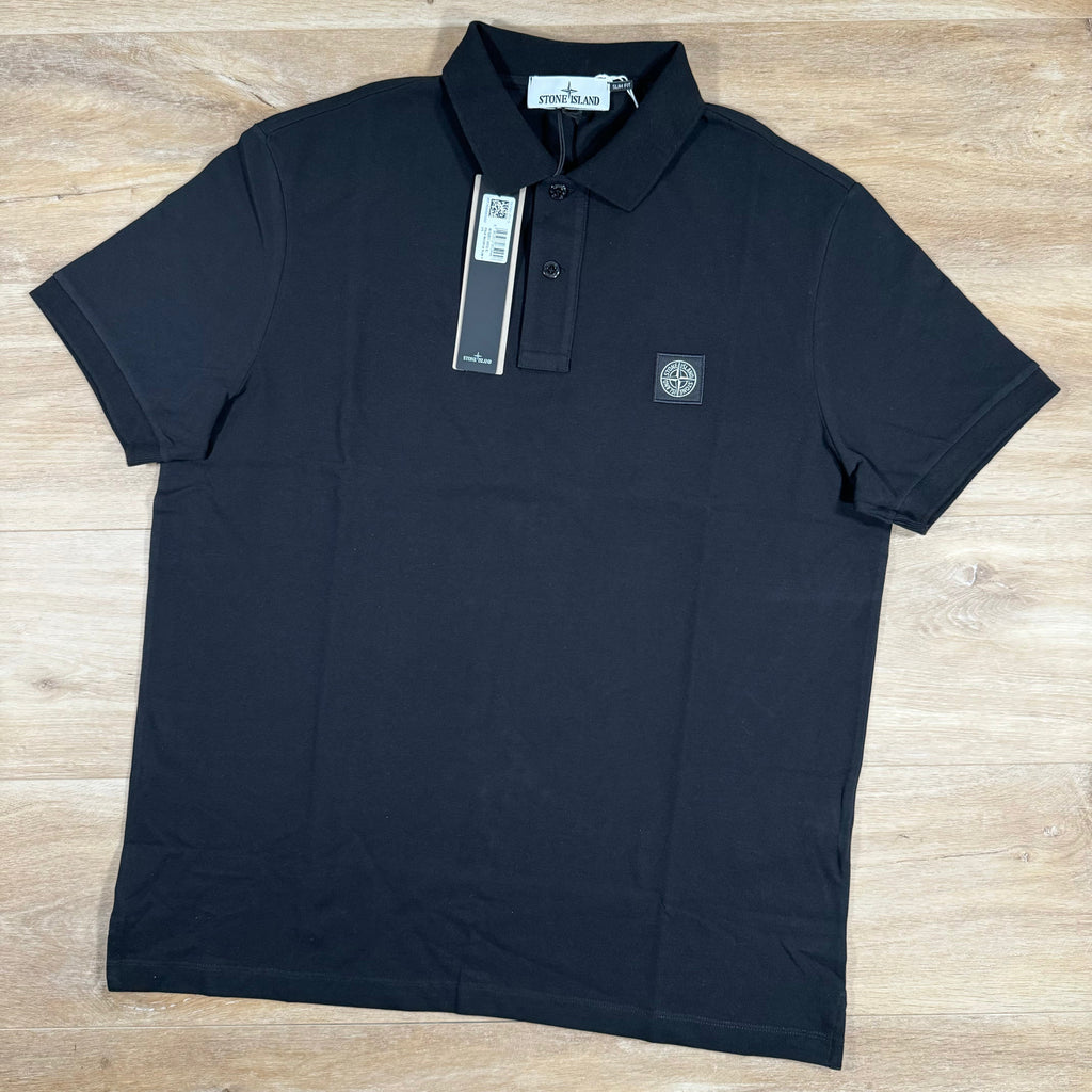 Stone Island Patch Logo Polo Shirt in Black -Usfansport