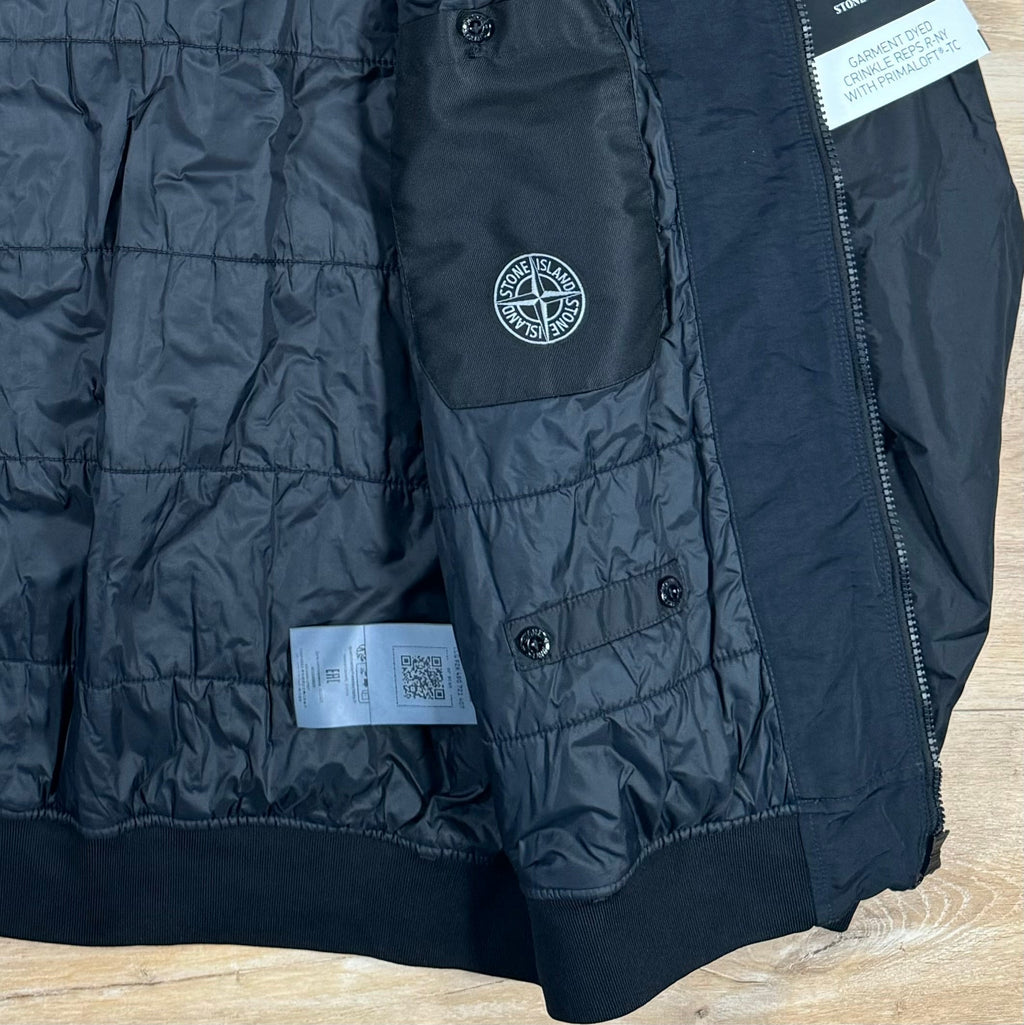 Stone Island Crinkle Reps R-NY Primaloft T-C Jacket in Black -Usfansport