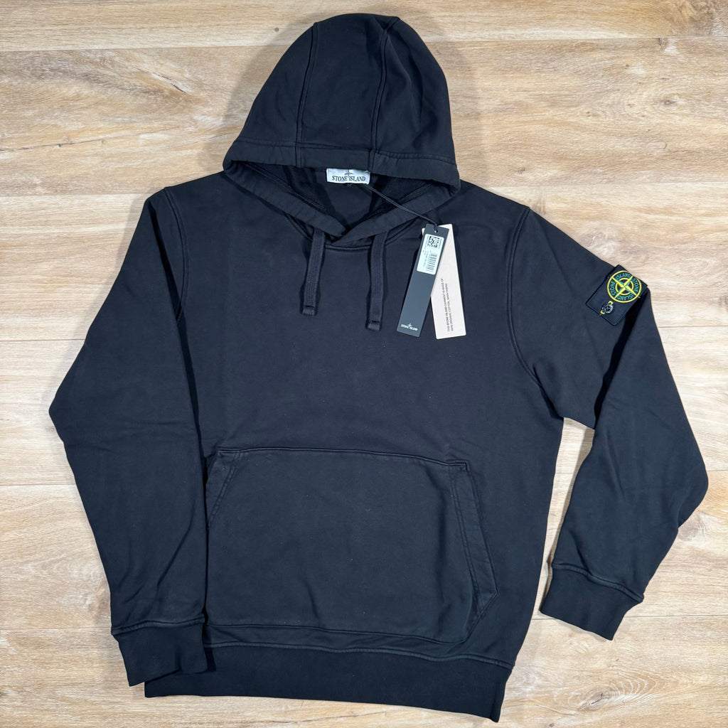 Stone Island Organic Cotton Fleece Pullover Hoodie in Black -Usfansport