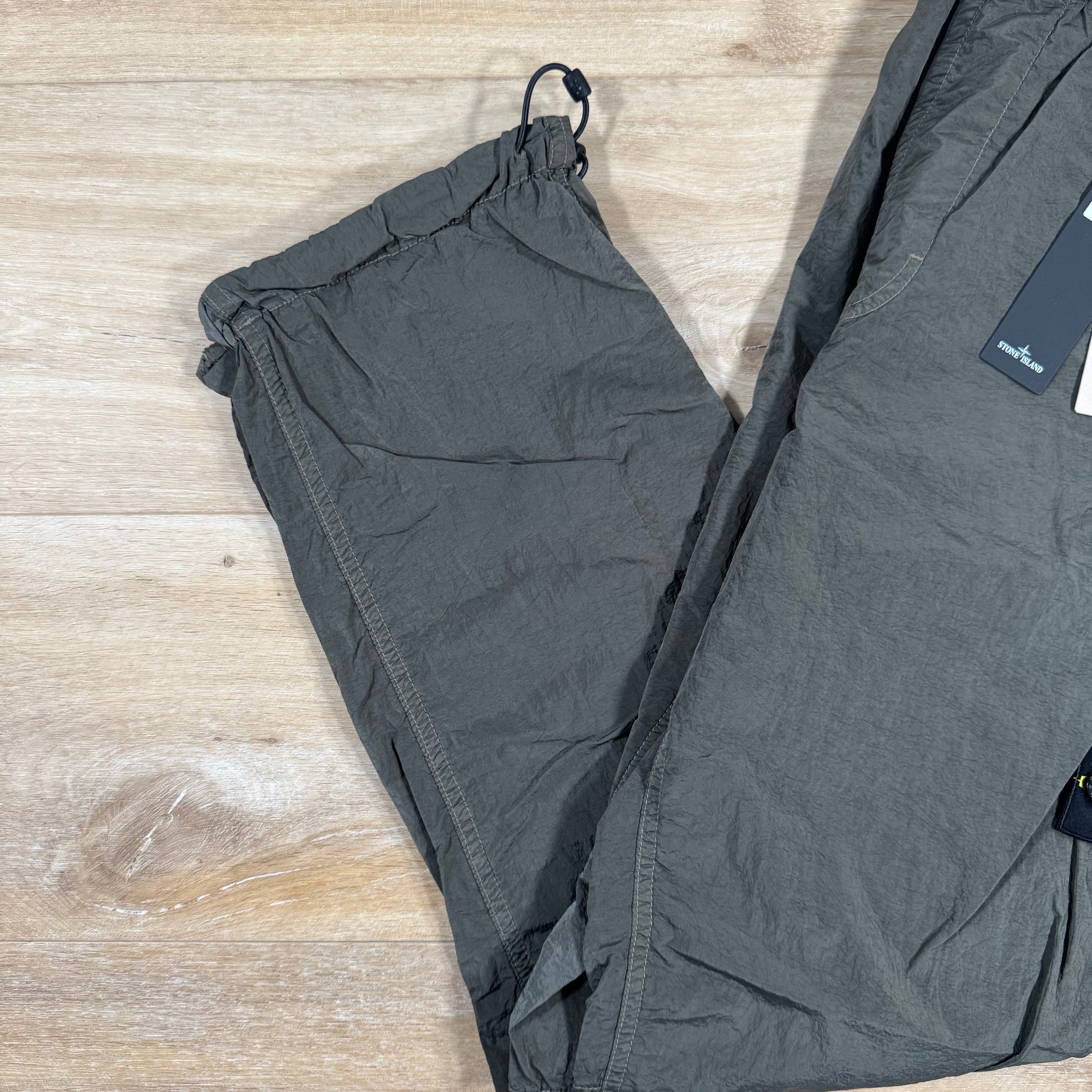 Stone Island Nylon Metal Pants in Military Green with Nylon Mesh Lining -Usfansport