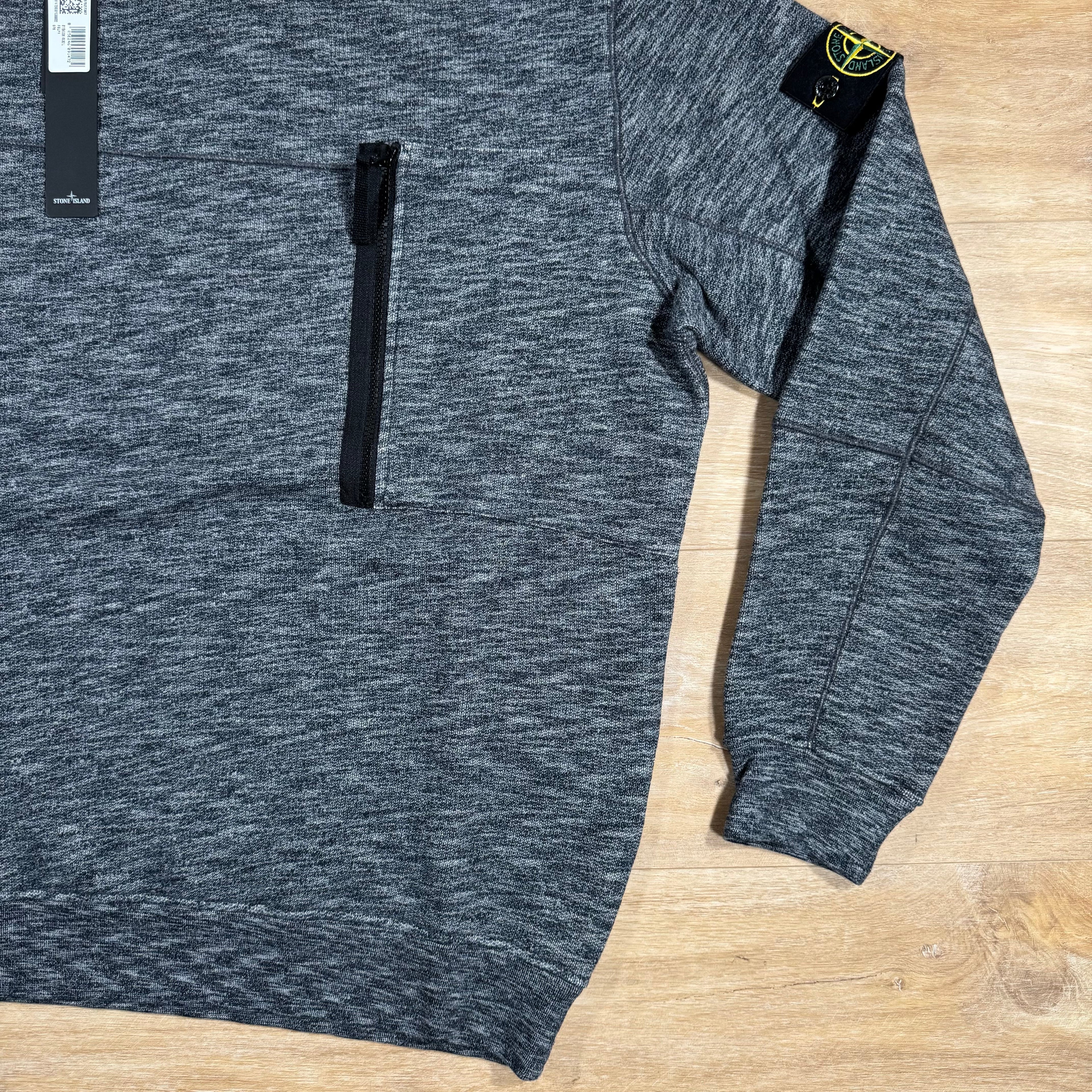 Stone Island Mouline Cotton Zip Pocket Sweatshirt in Lead Grey -Usfansport