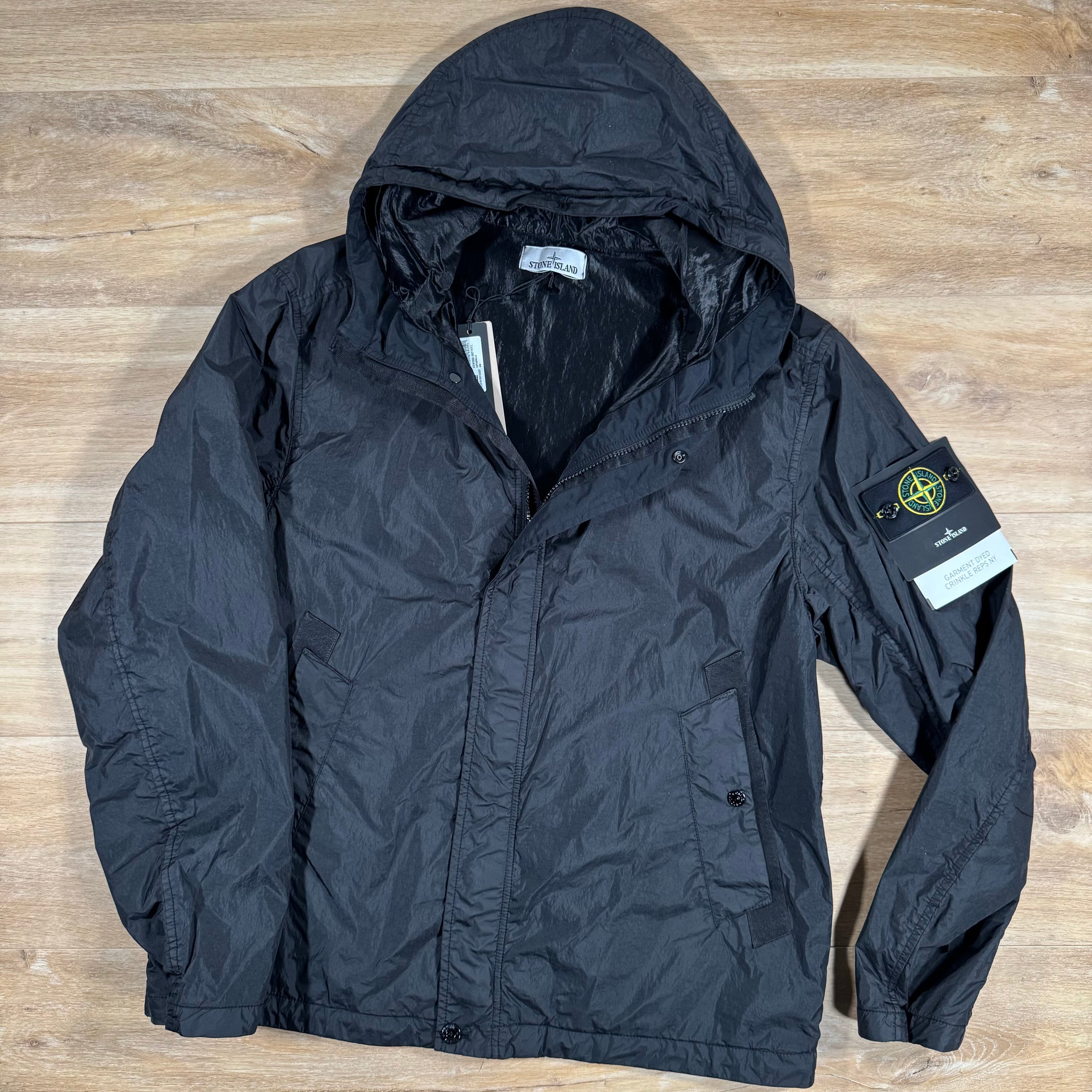 Stone Island Crinkle Reps R-NY Jacket in Black -Usfansport