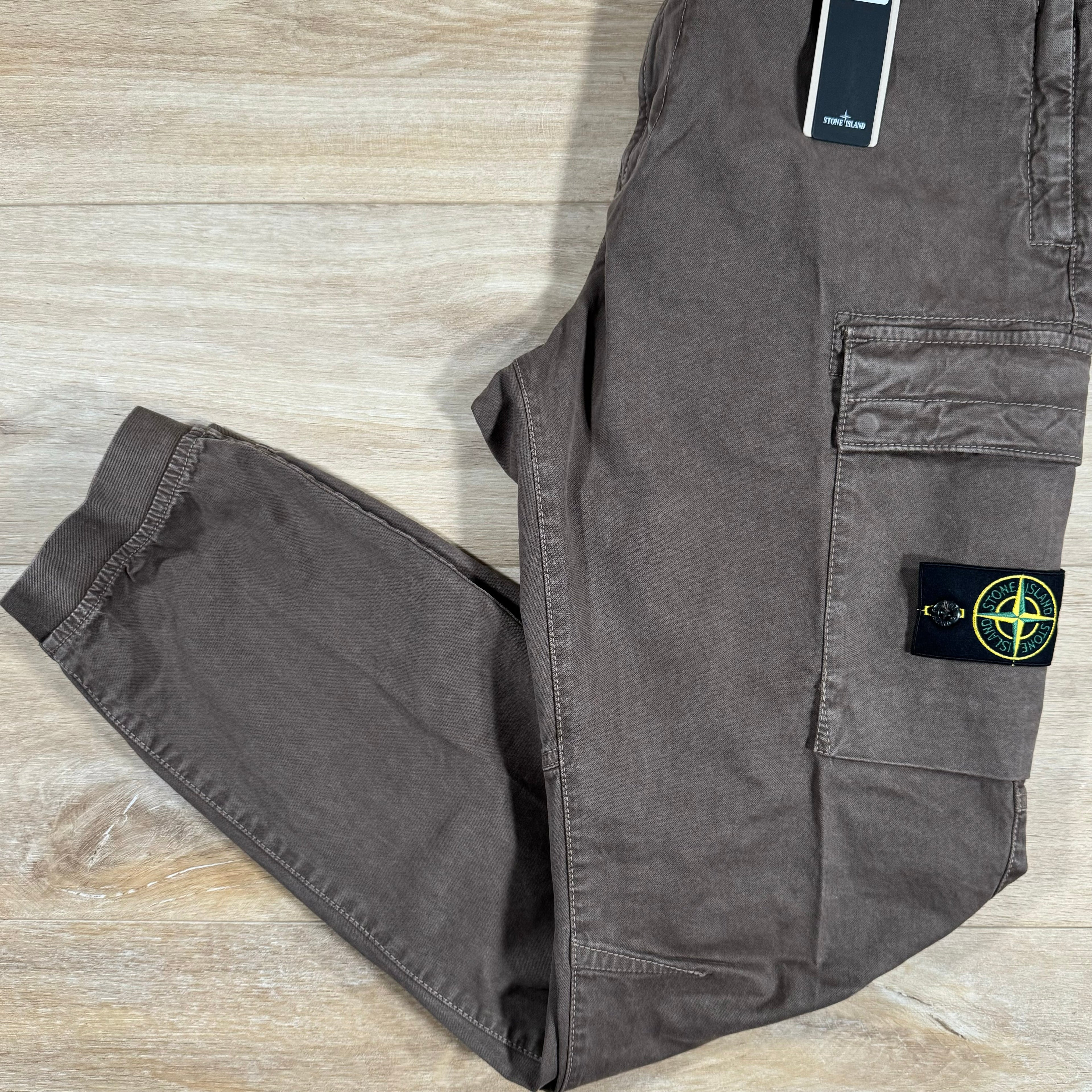 Stone Island Stretch Cargo Pants in Walnut Brown -Usfansport