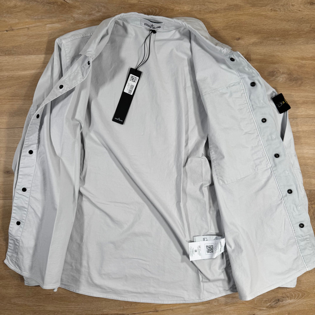 Stone Island Supima Twill Stretch-TC Overshirt in Sky Blue -Usfansport