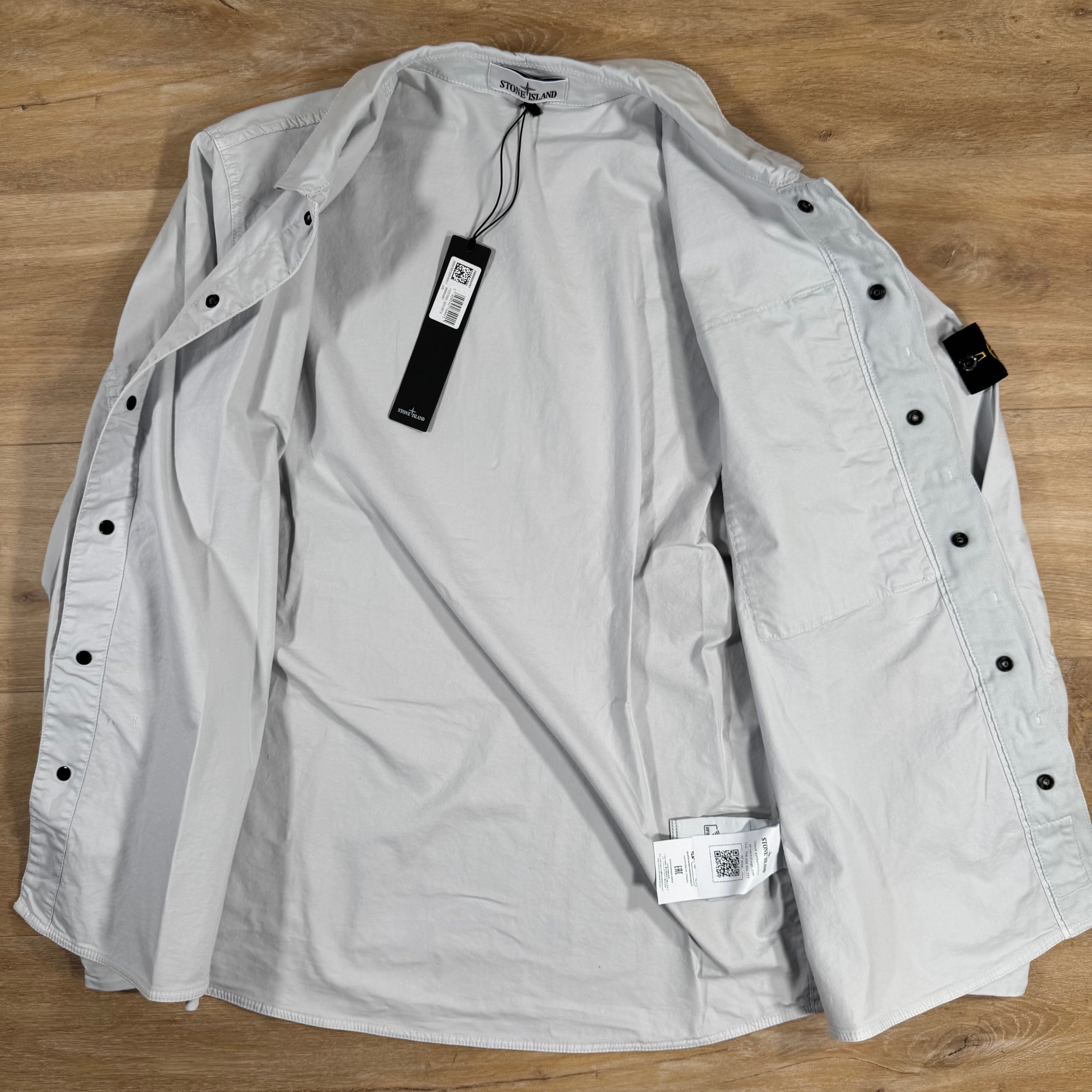 Stone Island Supima Twill Stretch-TC Overshirt in Sky Blue -Usfansport