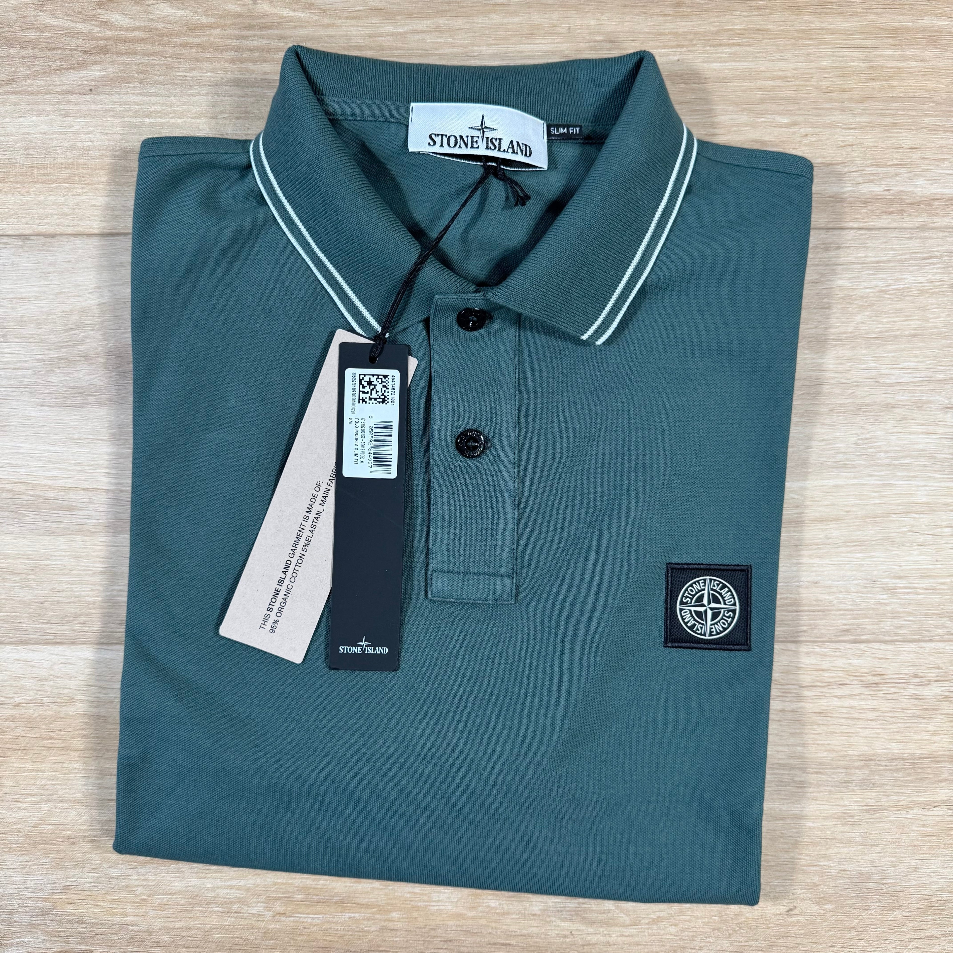 Stone Island Organic Cotton Pique Polo Shirt in Bottle Green -Usfansport