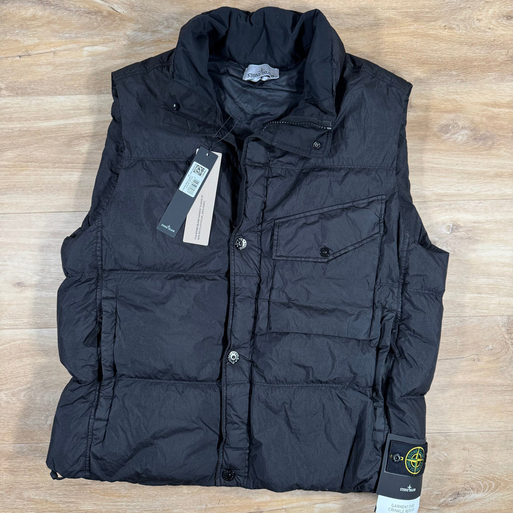 Stone Island Crinkle Reps NY Nylon Down Vest in Black -Usfansport