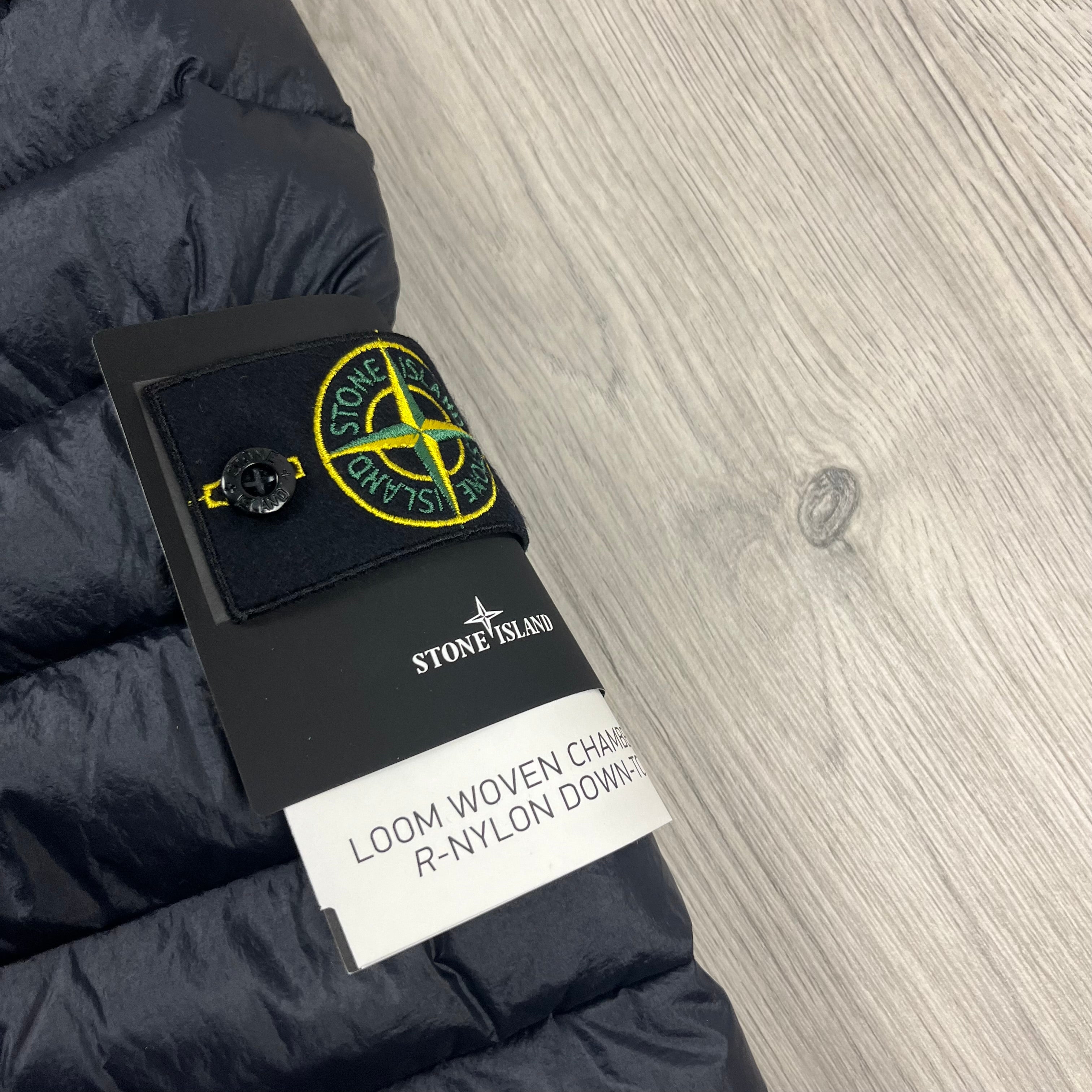 Stone Island Woven Down Jacket - Navy -Usfansport