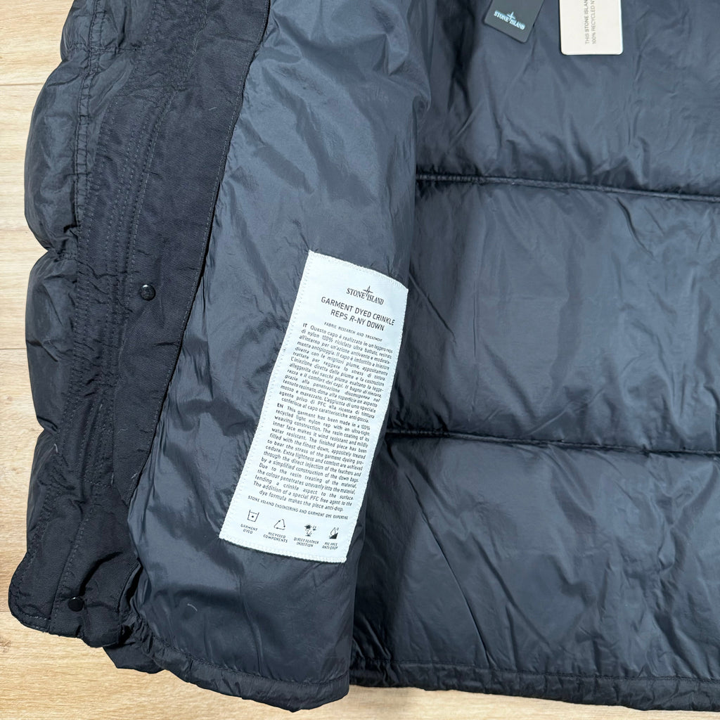 Stone Island Crinkle Reps-NY Down Jacket in Black -Usfansport