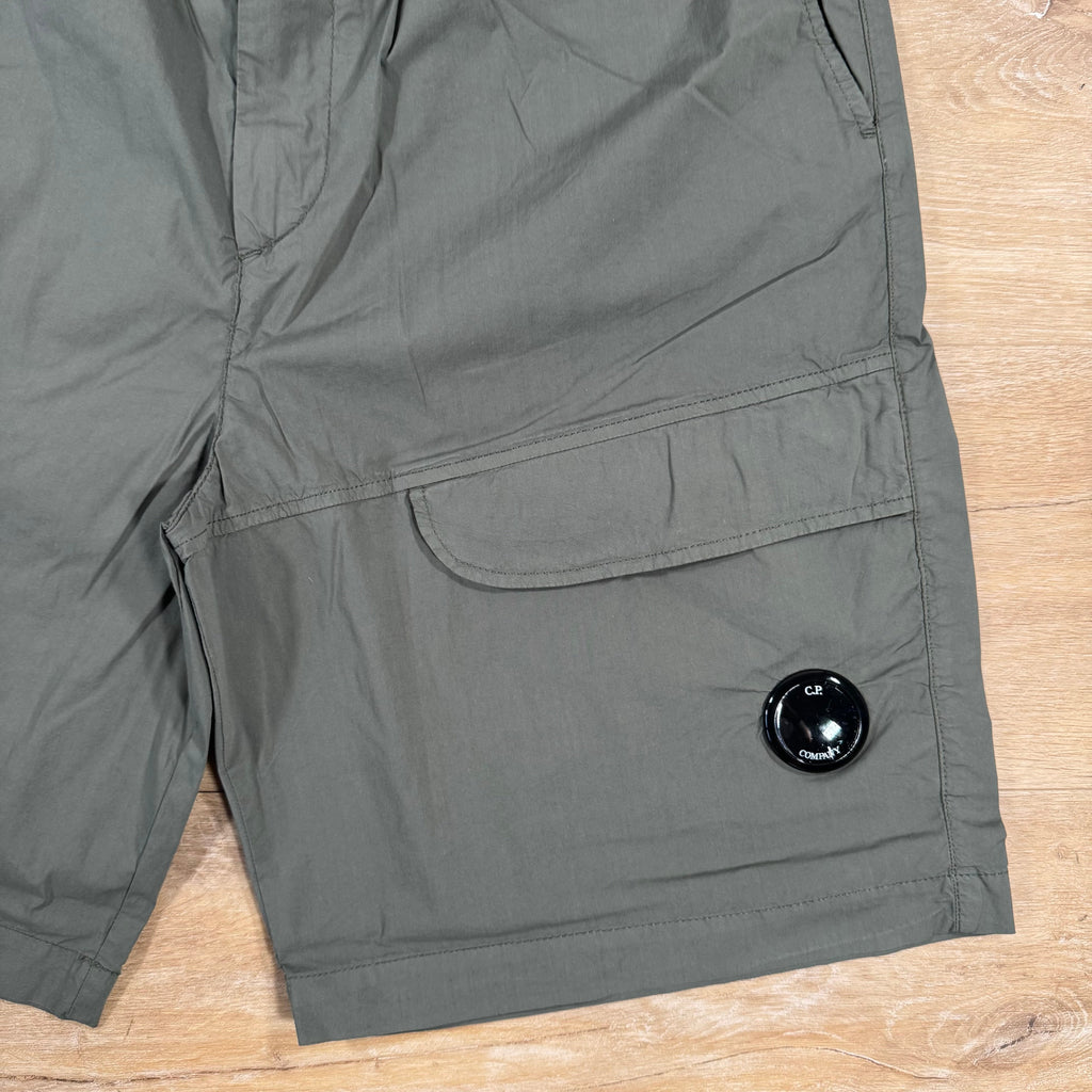 CP Company 50 Fili Stretch Cargo Shorts in Thyme - Green