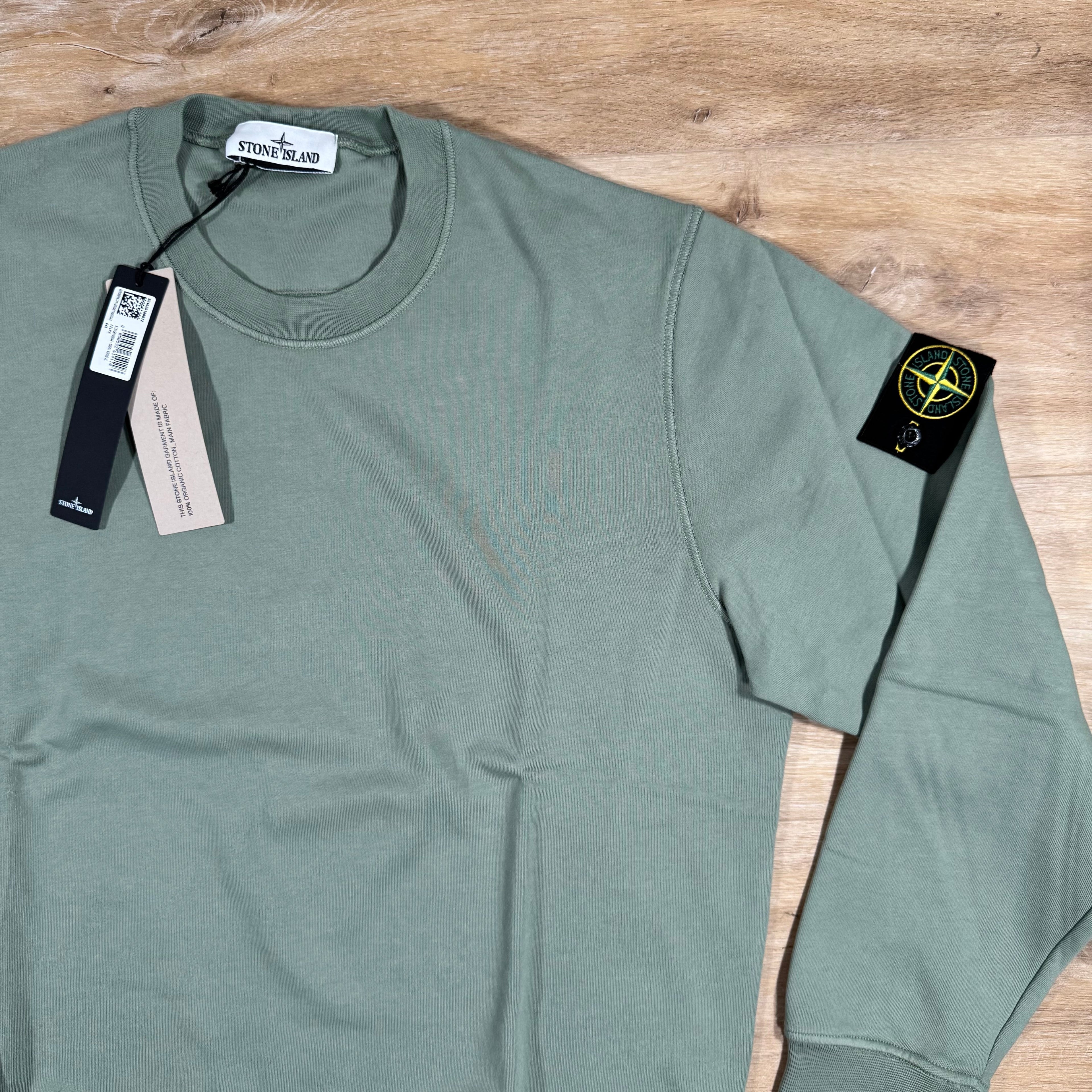 Stone Island Organic Cotton Fleece Sweatshirt in Sage Green -Usfansport