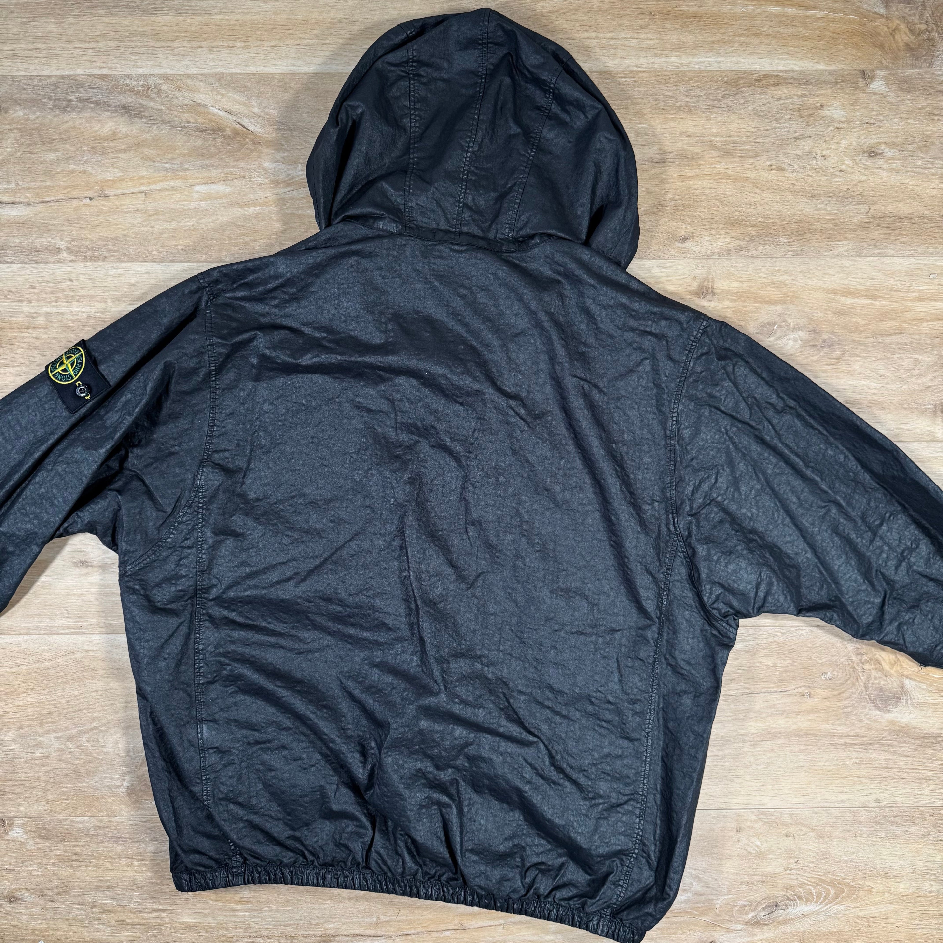 Stone Island Organic Look Nylon Panama-TC Anorak Jacket in Black -Usfansport