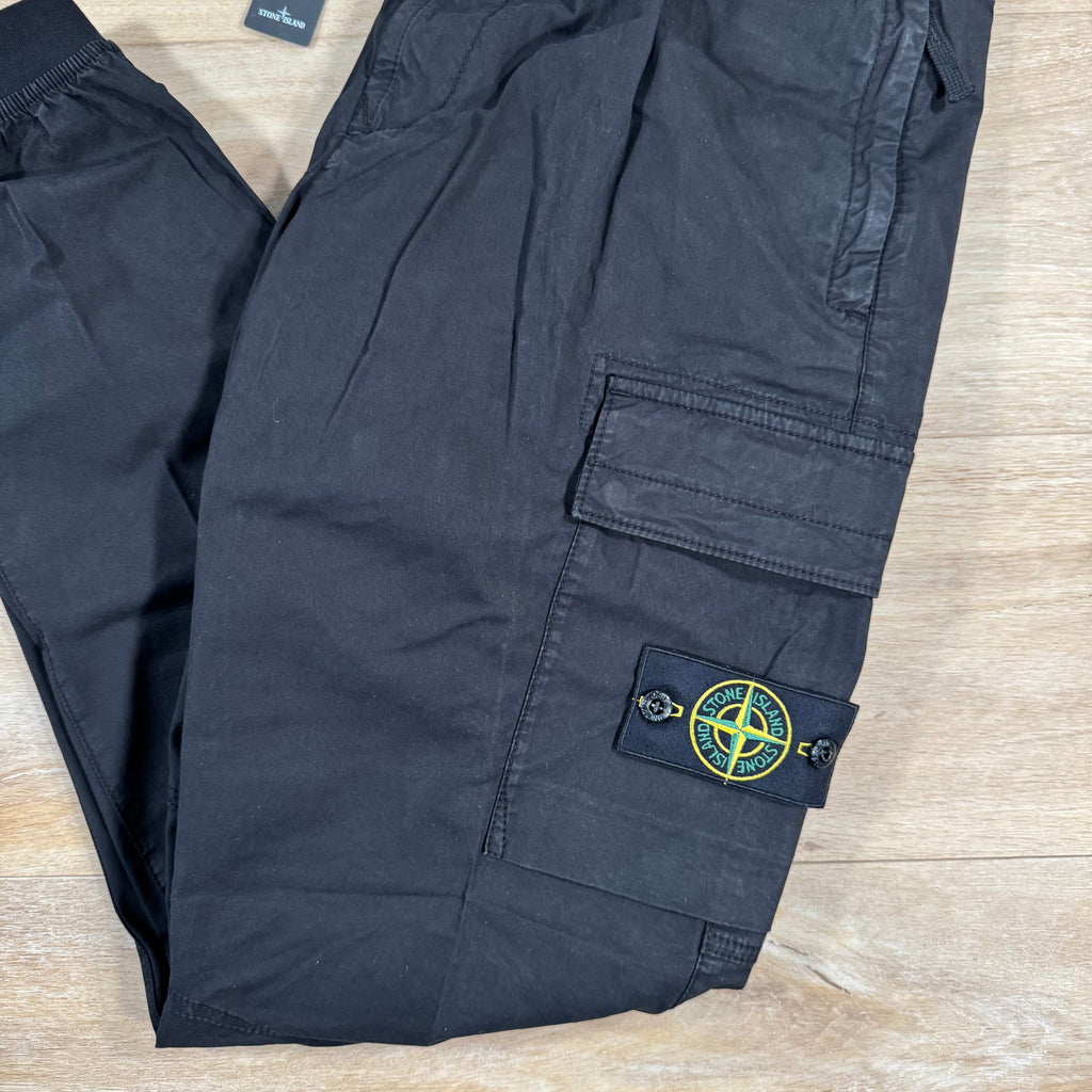 Stone Island Supima Twill Stretch-TC Cargo Pants in Black -Usfansport