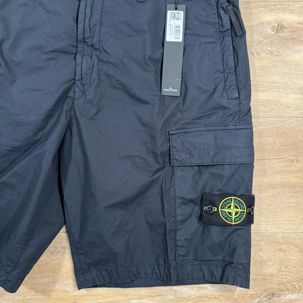 Stone Island Stretch Tela Cargo Bermuda Shorts in Navy -Usfansport