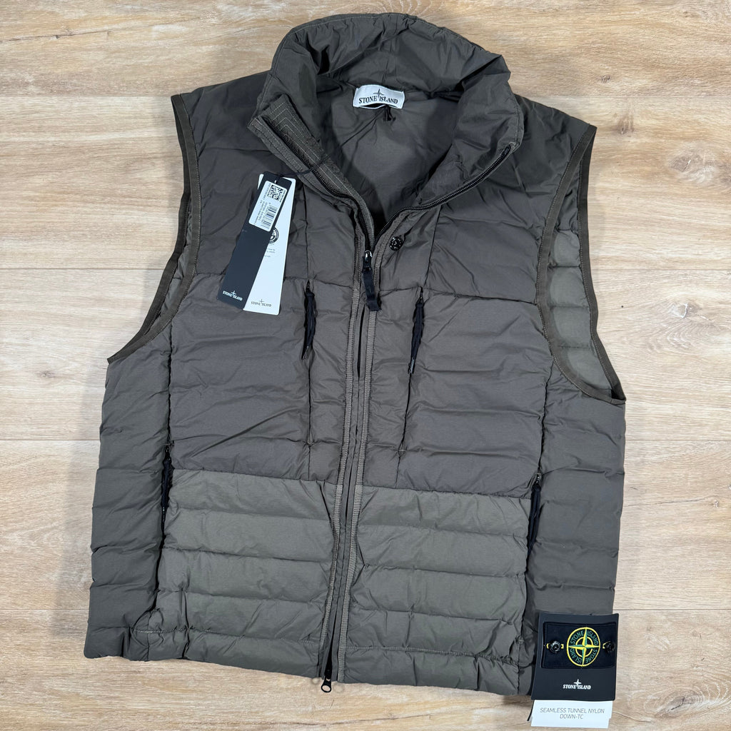 Stone Island Seamless Tunnel Nylon Down-TC Vest in Military Green -Usfansport