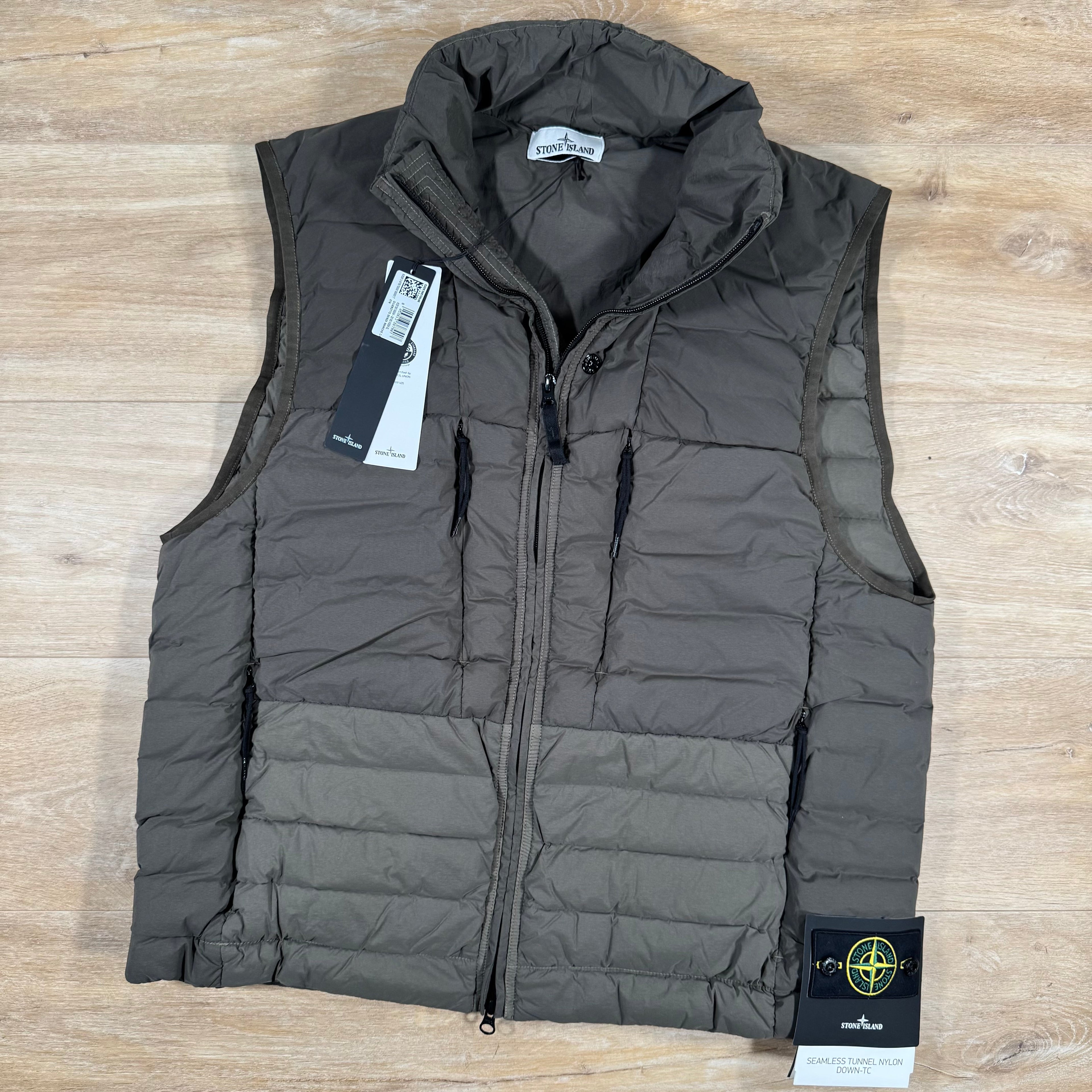 Stone Island Seamless Tunnel Nylon Down-TC Vest in Military Green -Usfansport