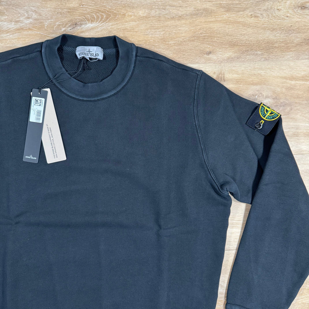 Stone Island Diagonal Fleece Old Effect Sweatshirt in Black -Usfansport