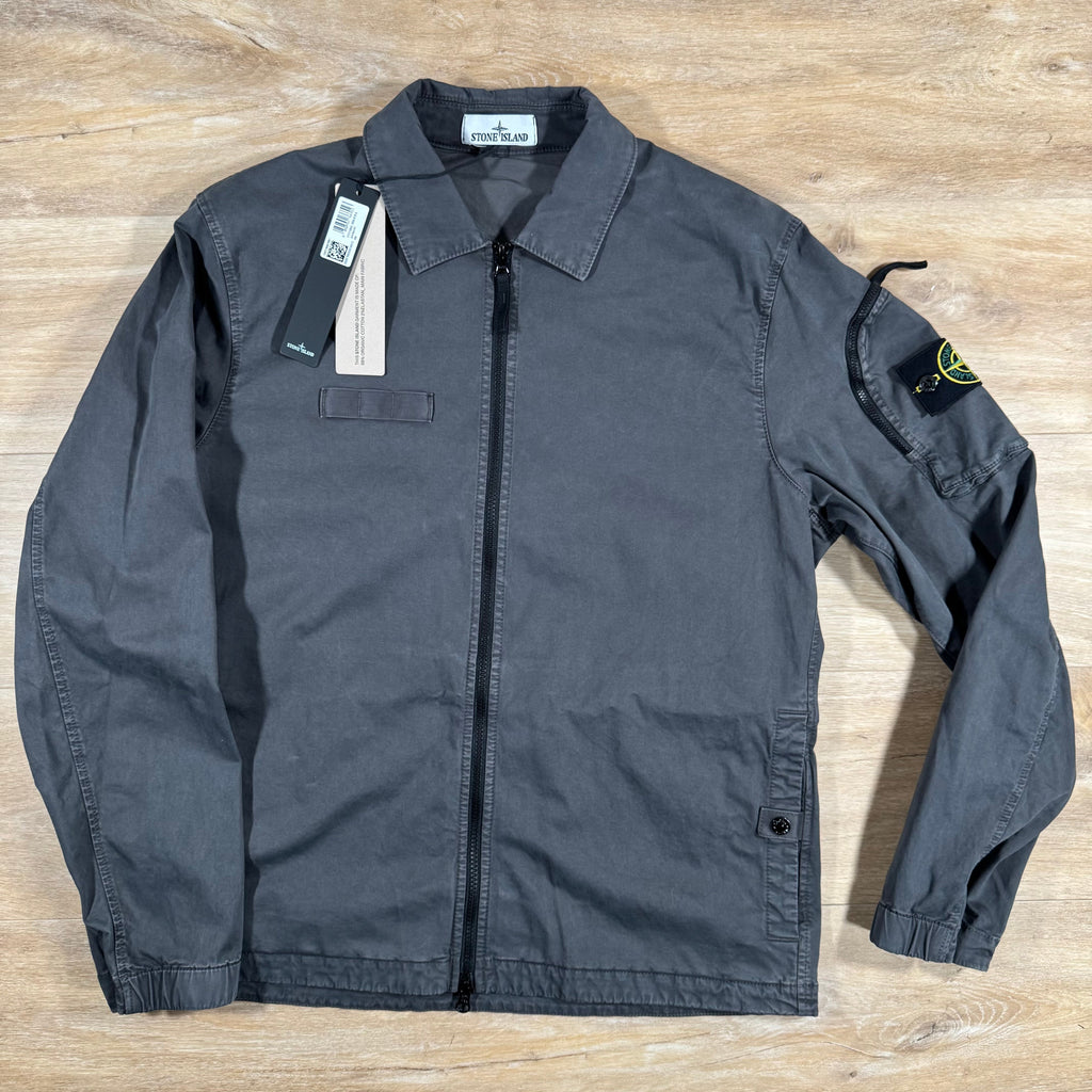 Stone Island Stretch Twill Overshirt in Charcoal Grey -Usfansport