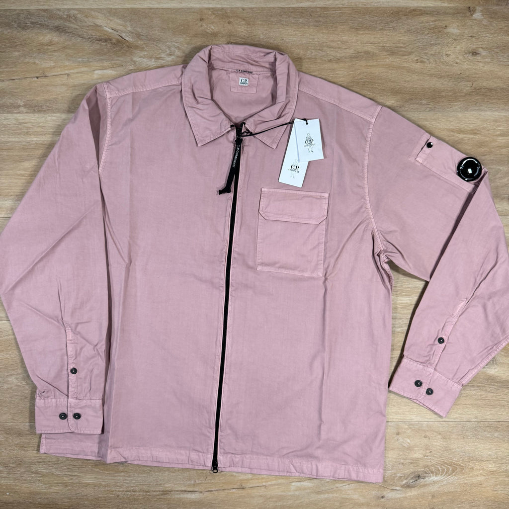 CP Company Organic Gabardine Lens Overshirt in Misty Rose - Pink -Usfansport