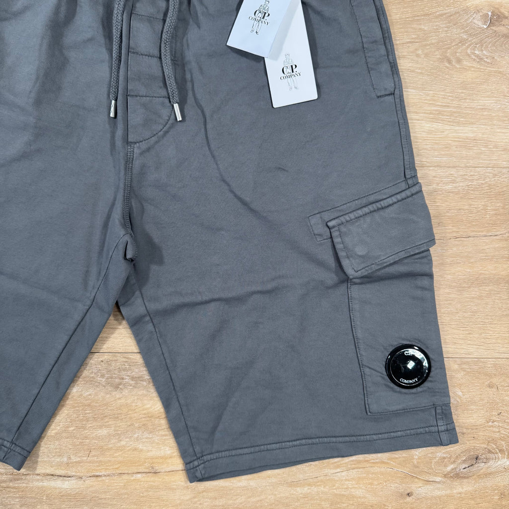 CP Company Light Fleece Cargo Lens Shorts in Smoked Pearl - Grey -Usfansport