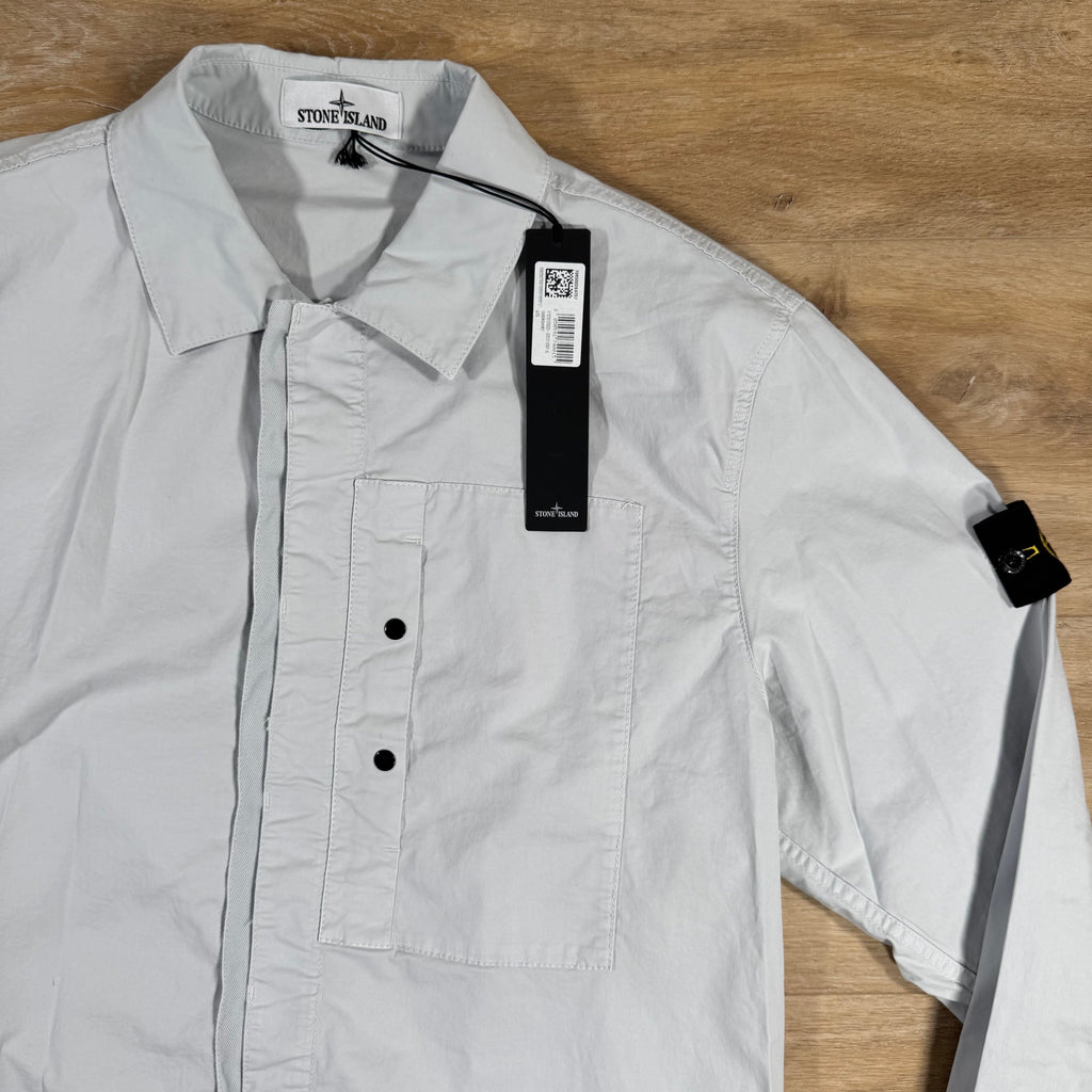 Stone Island Supima Twill Stretch-TC Overshirt in Sky Blue -Usfansport