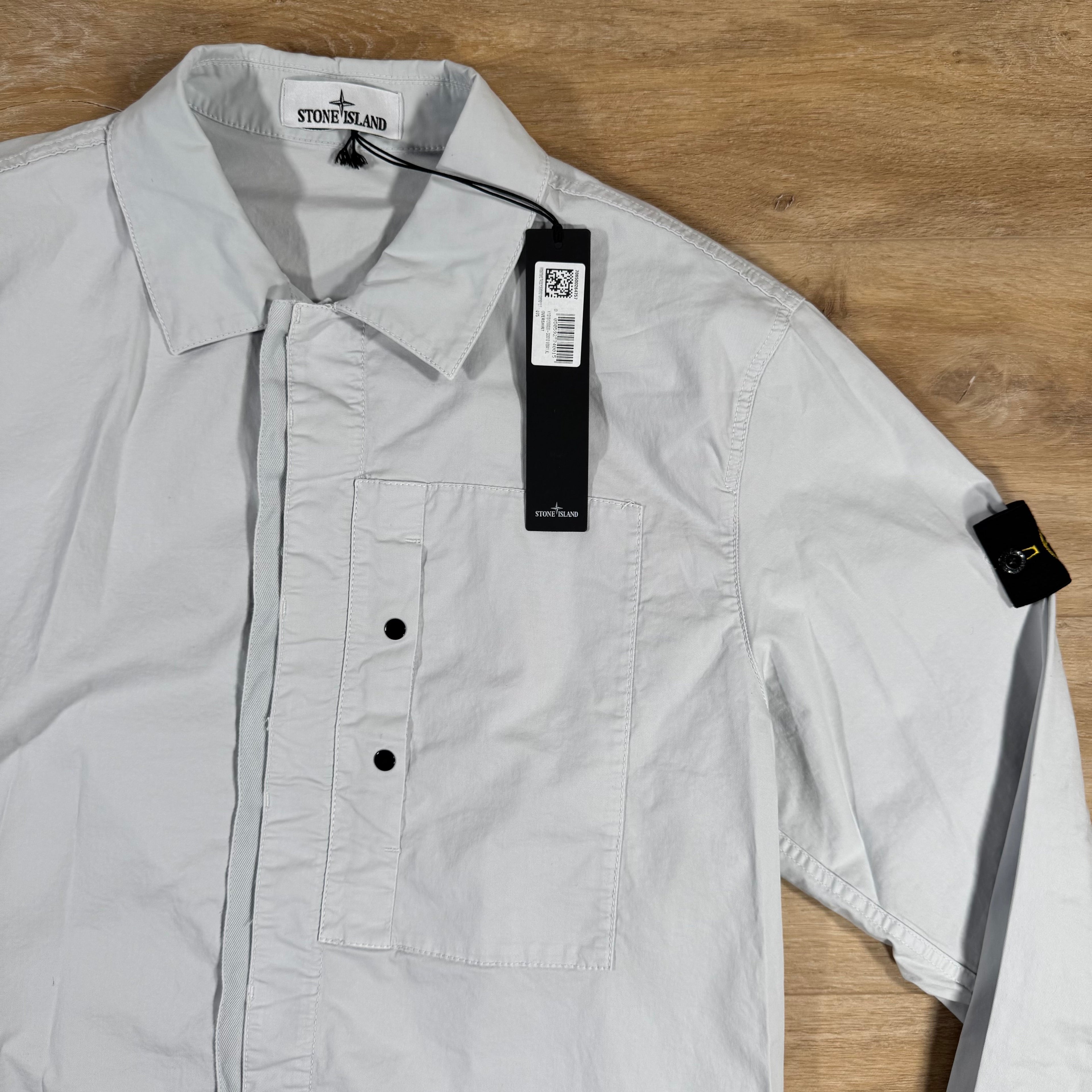 Stone Island Supima Twill Stretch-TC Overshirt in Sky Blue -Usfansport