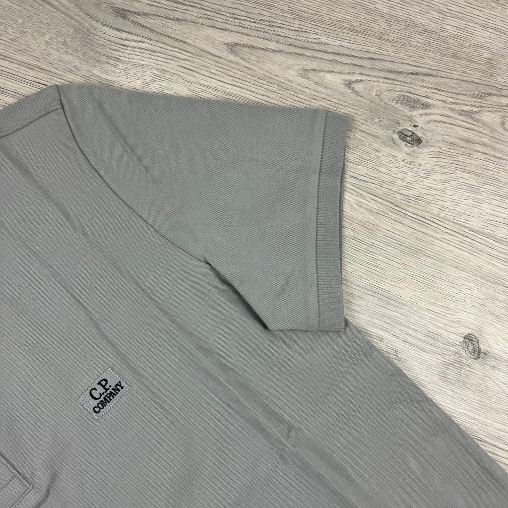 CP Company Piquet Polo Shirt - Drizzle -Usfansport