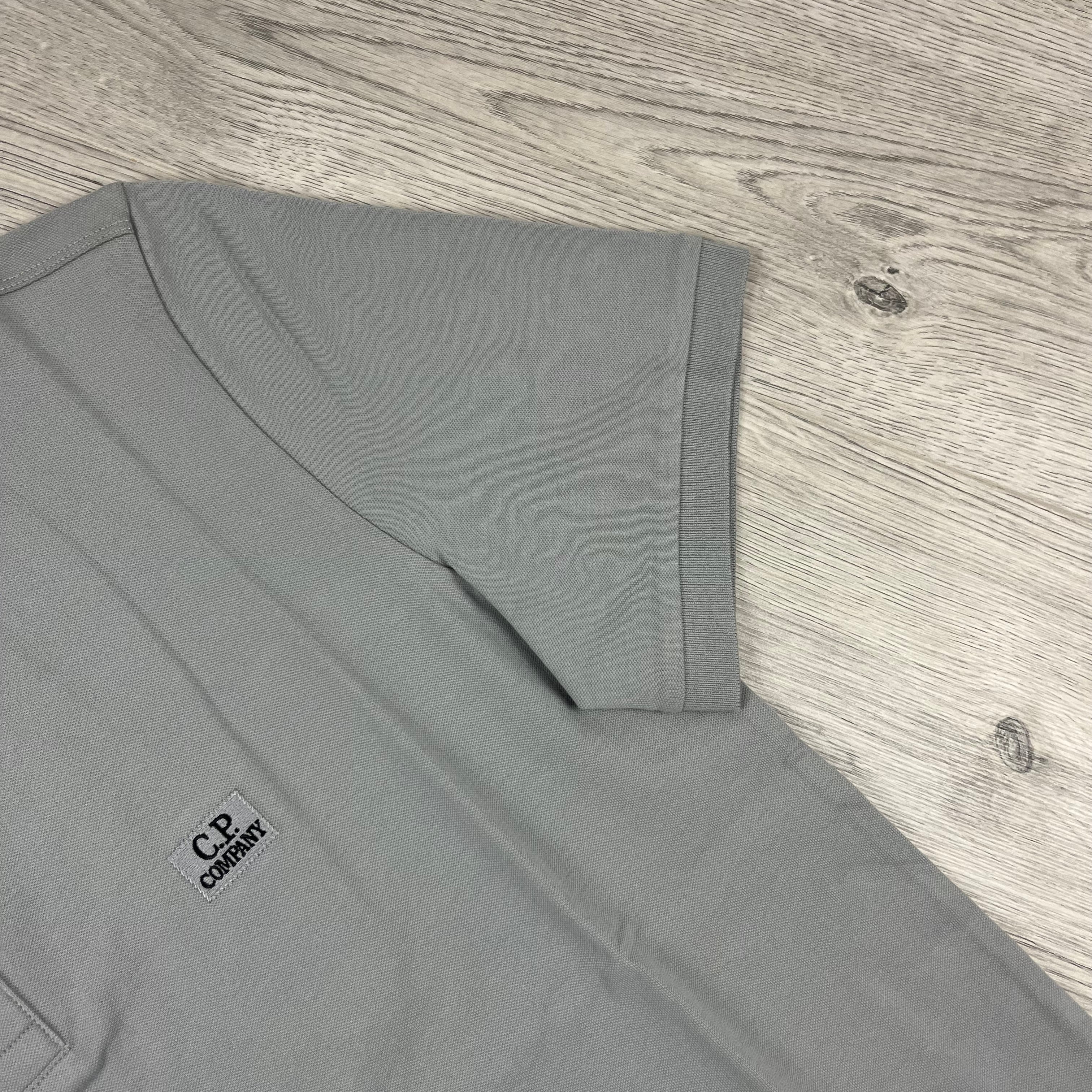 CP Company Piquet Polo Shirt - Drizzle -Usfansport