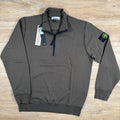 Stone Island Organic Cotton Half-Zip Sweatshirt in Military Green -Usfansport