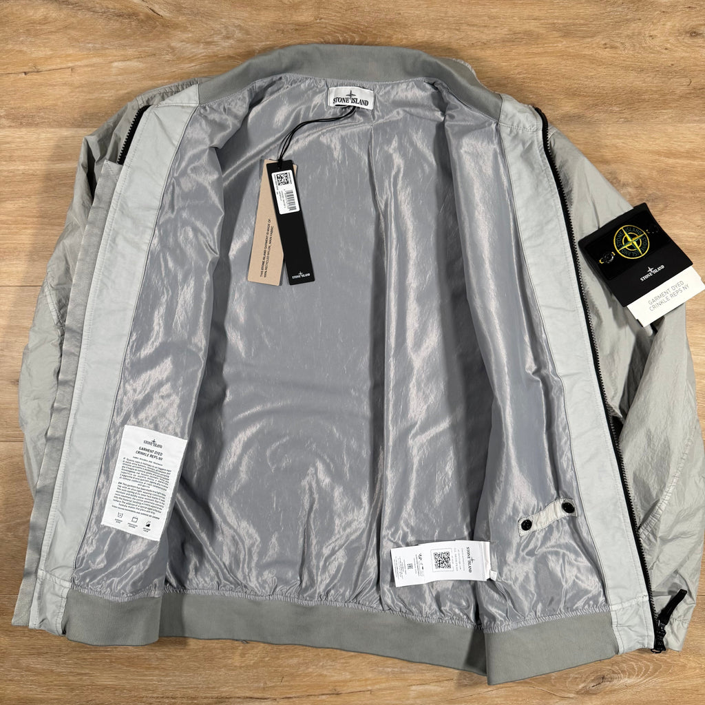 Stone Island Crinkle Reps R-NY Bomber Jacket in Pearl Grey -Usfansport