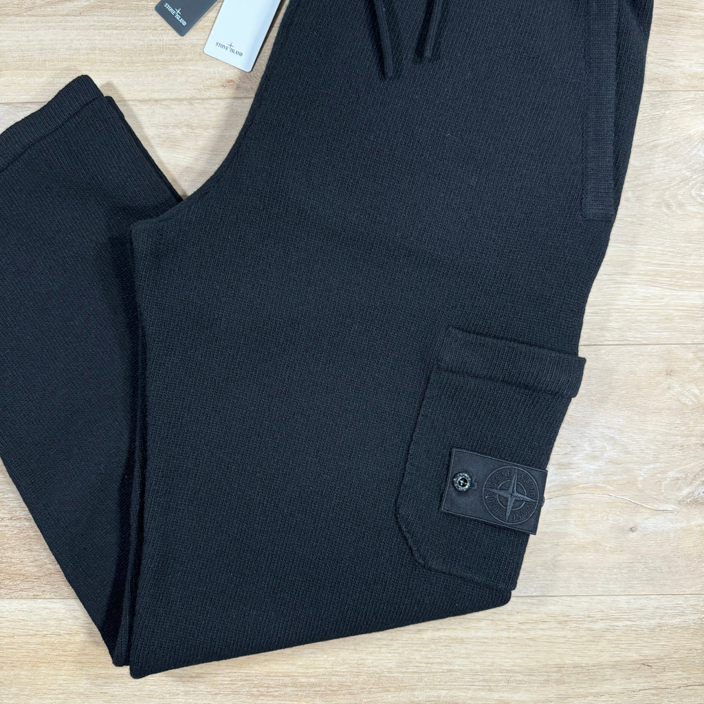 Stone Island Loose Fit Wool Ghost Sweatpants in Black -Usfansport