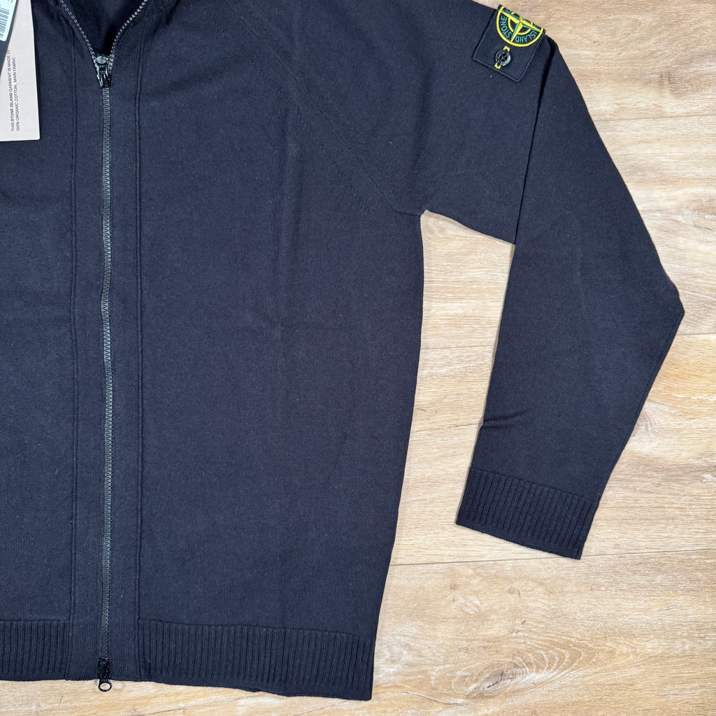 Stone Island Light Organic Cotton Knit Cardigan in Navy -Usfansport