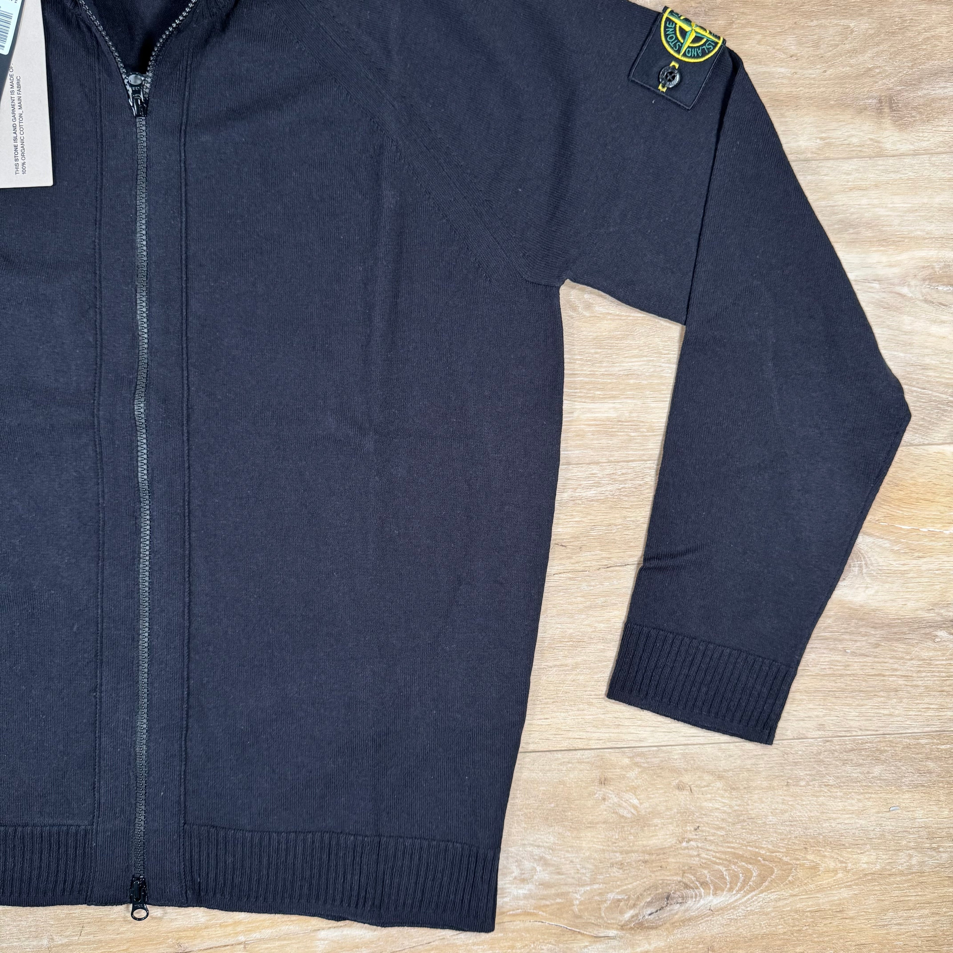 Stone Island Light Organic Cotton Knit Cardigan in Navy -Usfansport