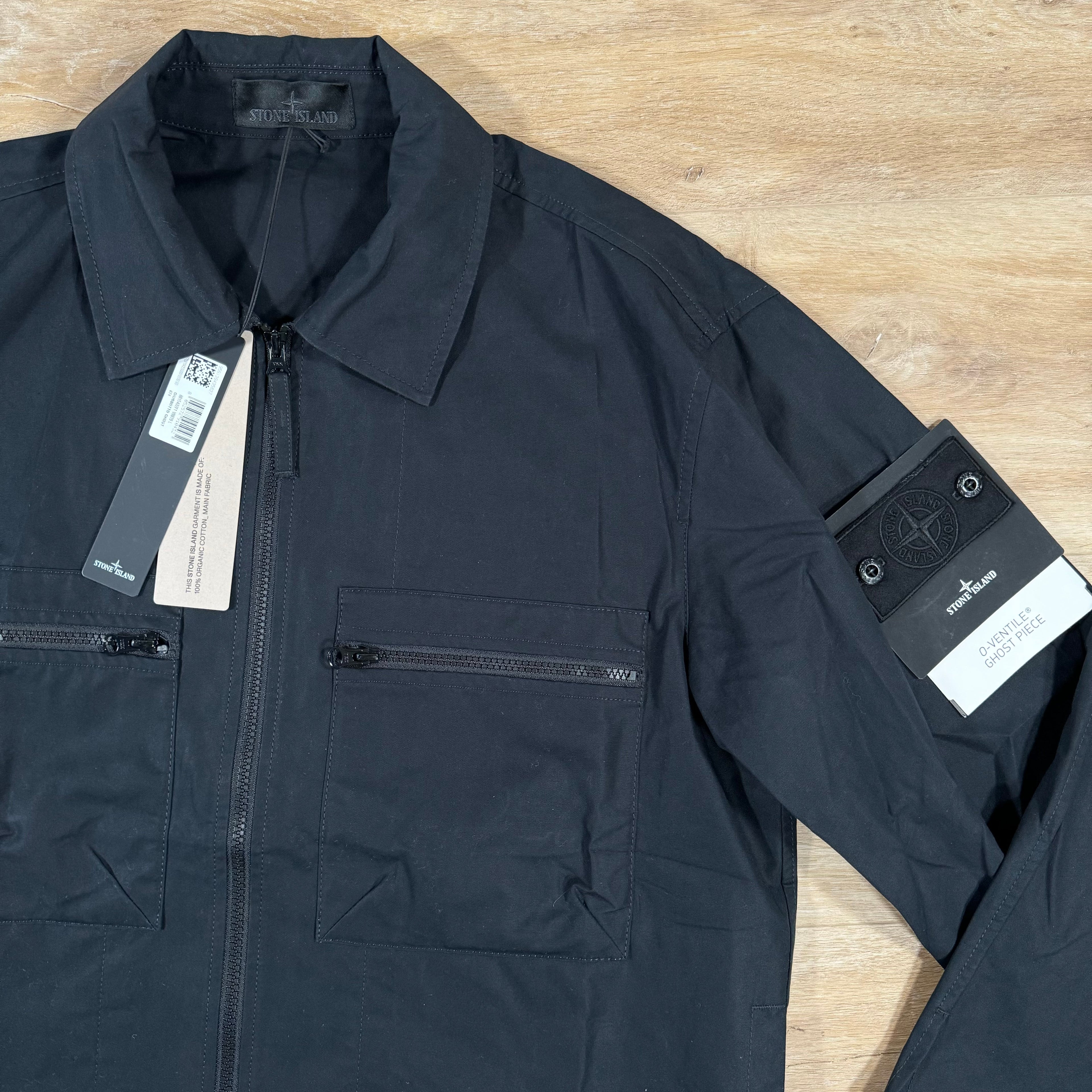 Stone Island Weatherproof Canvas Ghost Overshirt in Black -Usfansport