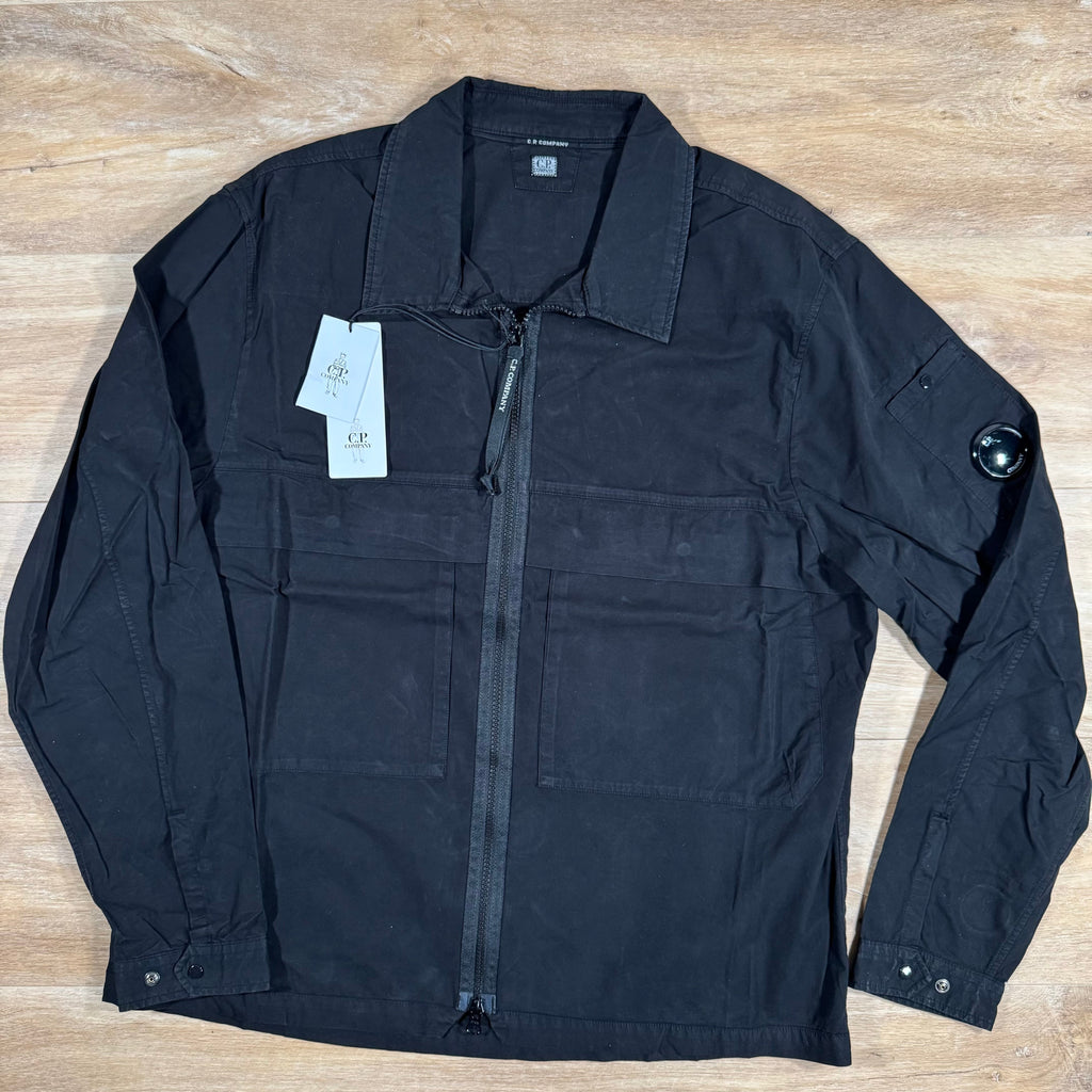 CP Company Gabardine Utility Lens Overshirt in Black -Usfansport