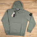 Stone Island Organic Cotton Fleece Pullover Hoodie in Sage Green -Usfansport