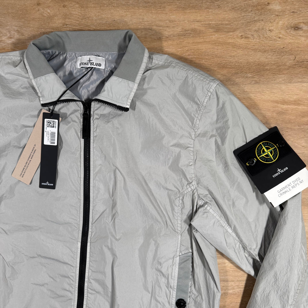 Stone Island Crinkle Reps R-NY Bomber Jacket in Pearl Grey -Usfansport