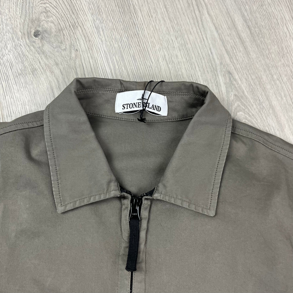 Stone Island Zip Overshirt - Walnut -Usfansport