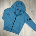 CP Company Light Fleece Zip Hoodie - Aegean Blue -Usfansport