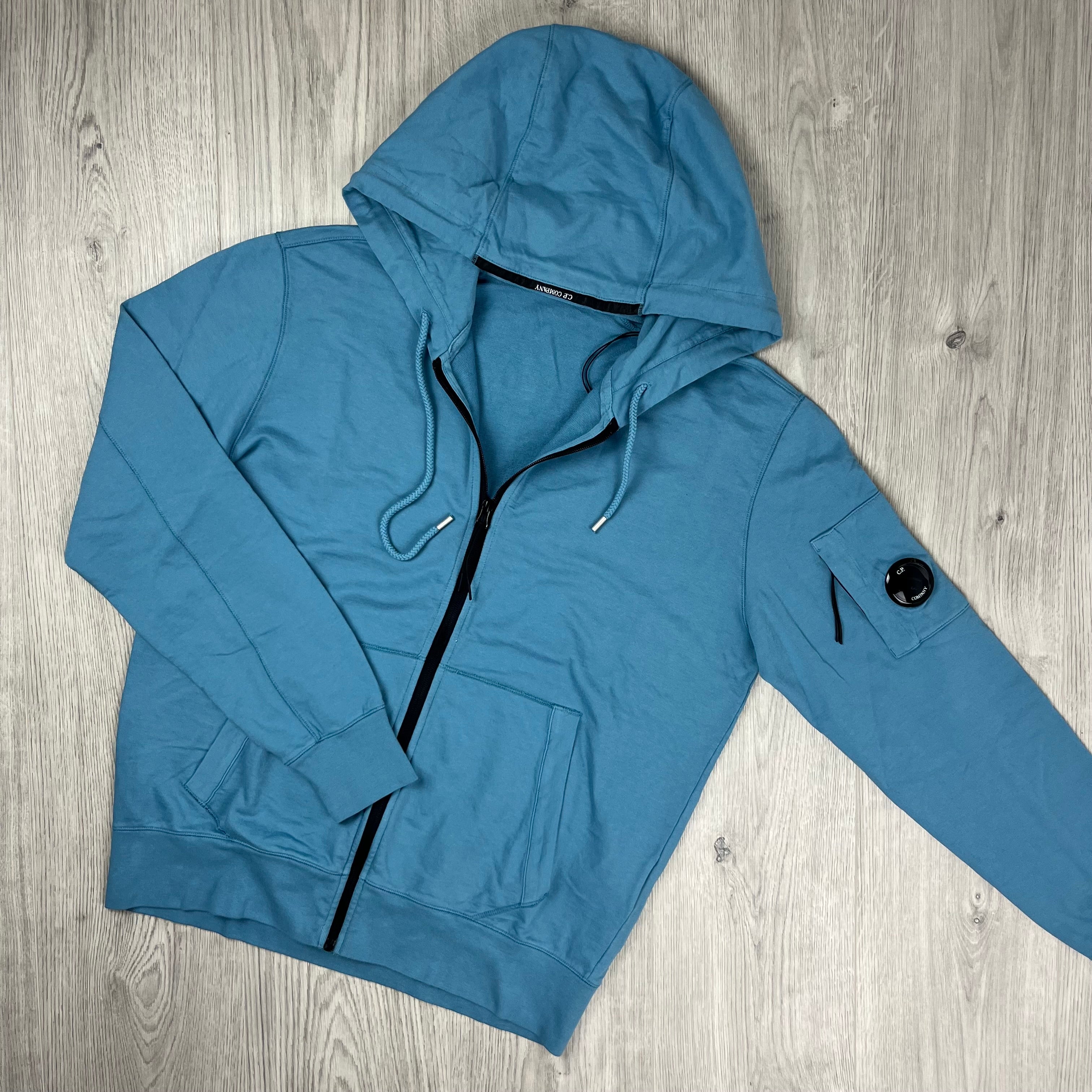 CP Company Light Fleece Zip Hoodie - Aegean Blue -Usfansport