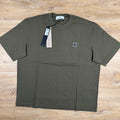 Stone Island Combed Organic Cotton Patch Logo T-Shirt in Military Green -Usfansport